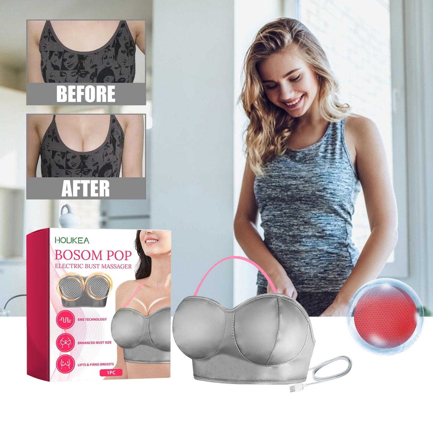 Electric Breast Massager, Firming Full Firm Anti-Sagging Volumizing Lift Massage Chest Treatment eprolo