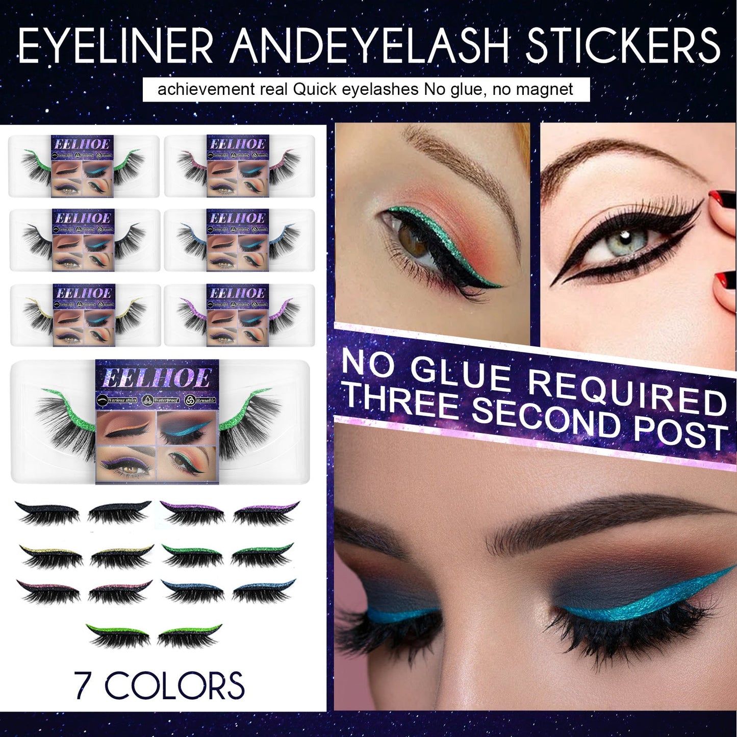Eyeliner And Eyelash Stickers, Self-Adhesive False Eyelashes With European And American 3d Eyelash Eyeshadow Eyeliner eprolo
