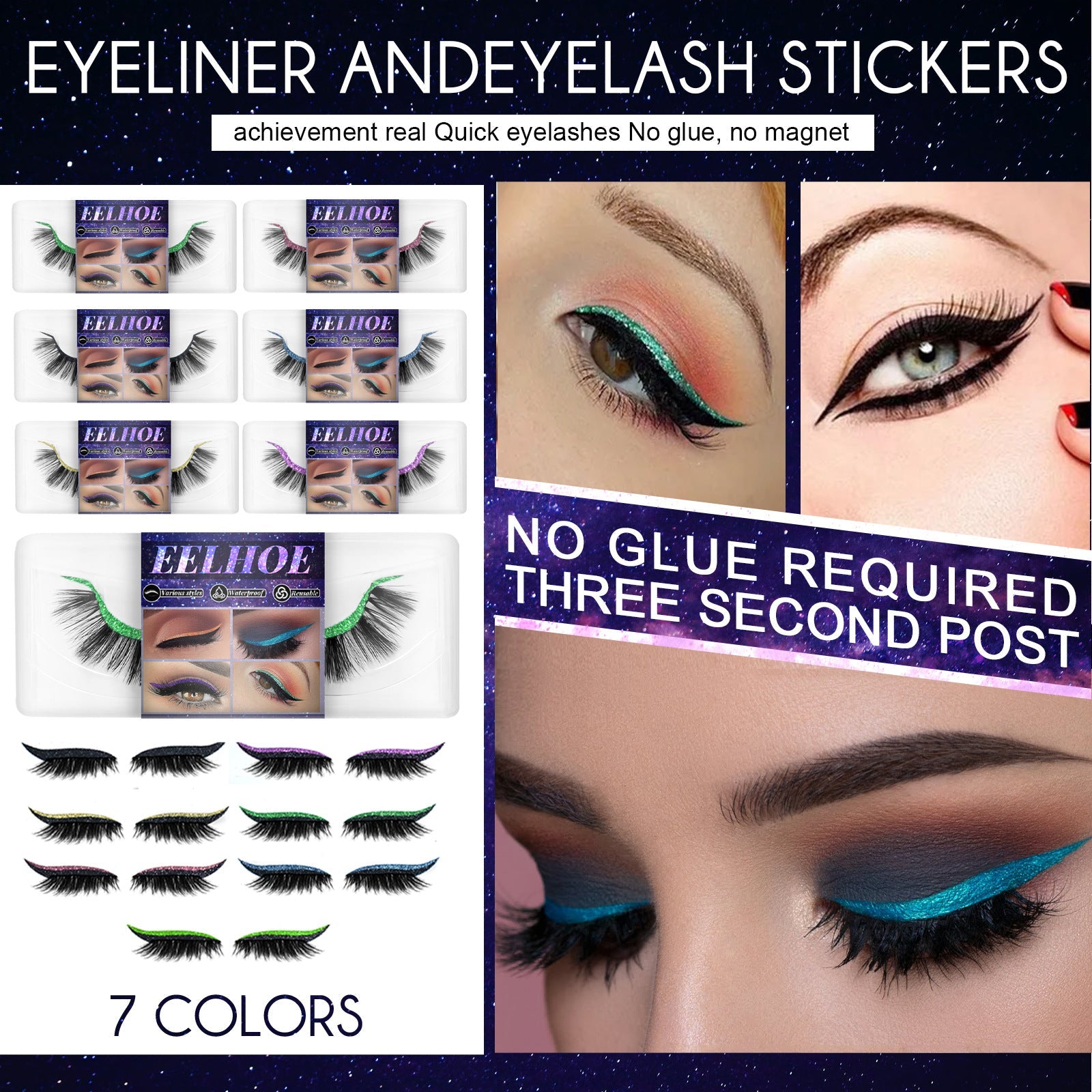 Eyeliner And Eyelash Stickers, Self-Adhesive False Eyelashes With European And American 3d Eyelash Eyeshadow Eyeliner eprolo