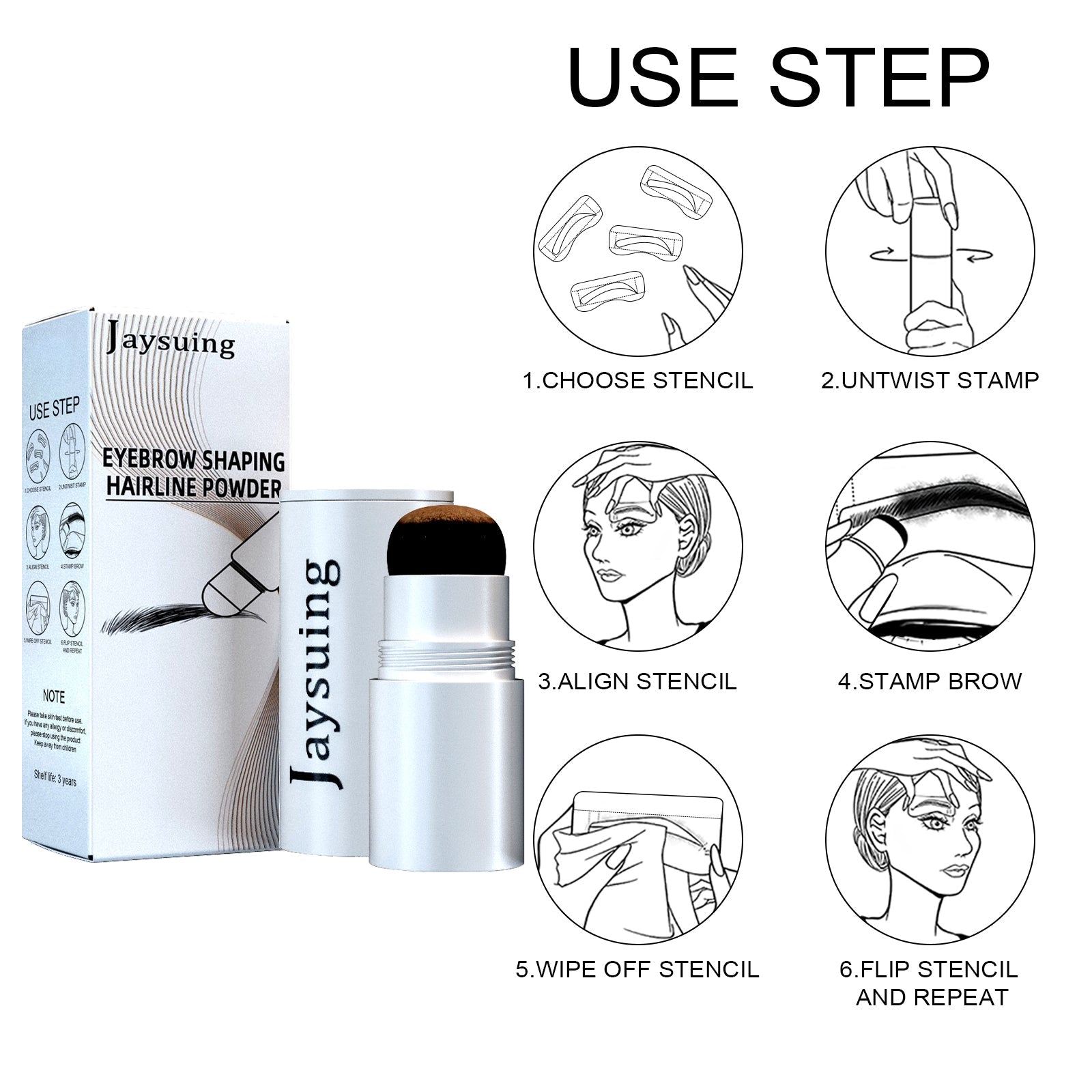 Eyebrow Print Set, Embellishing Hairline Eyebrow Contour Shadow Portable Eyebrow Powder eprolo