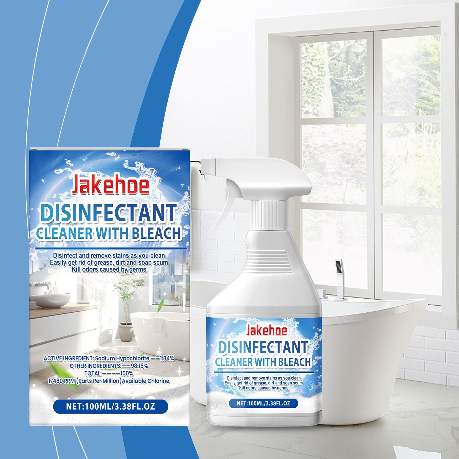 Jakehoe Bathroom Cleaning Spray Bathroom Stain Scale Cleaning Bathtub Cleaning Multi-Purpose Cleaner eprolo