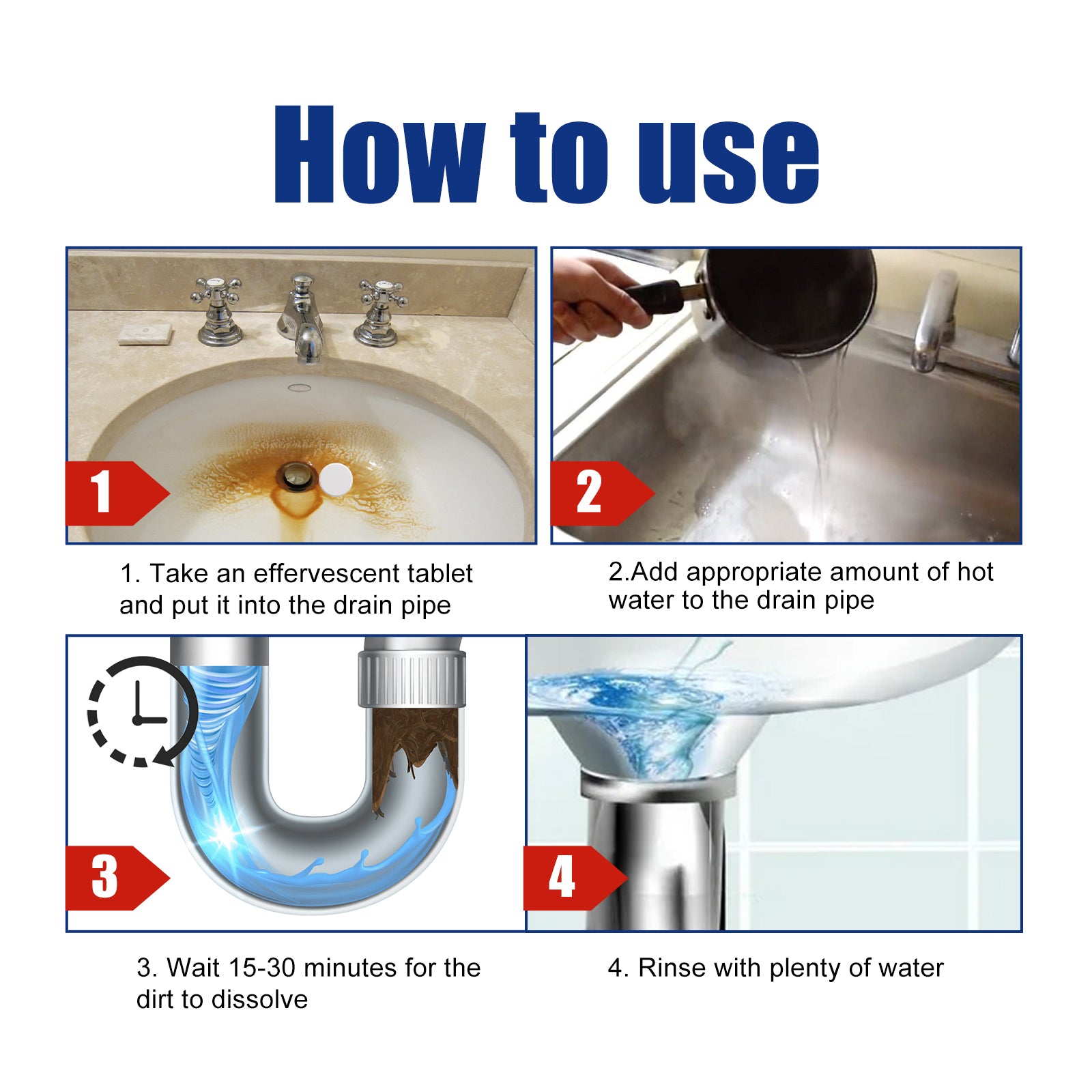 Drain Cleaner, Toilet Kitchen Drain Anti-Clogging Deodorant Dredging Cleaner eprolo