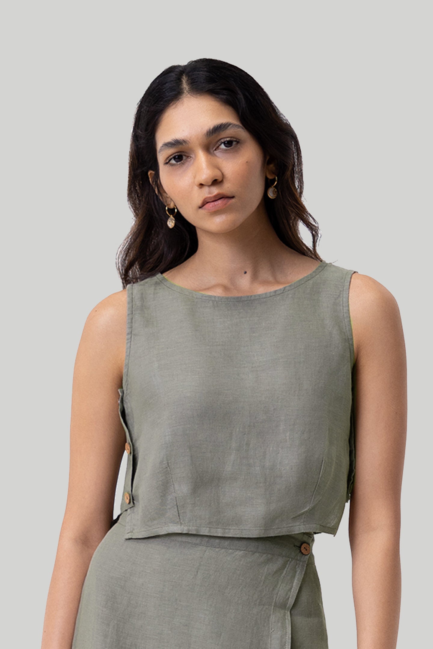 Boxy Crop Top in Dark Green DC-Reistor