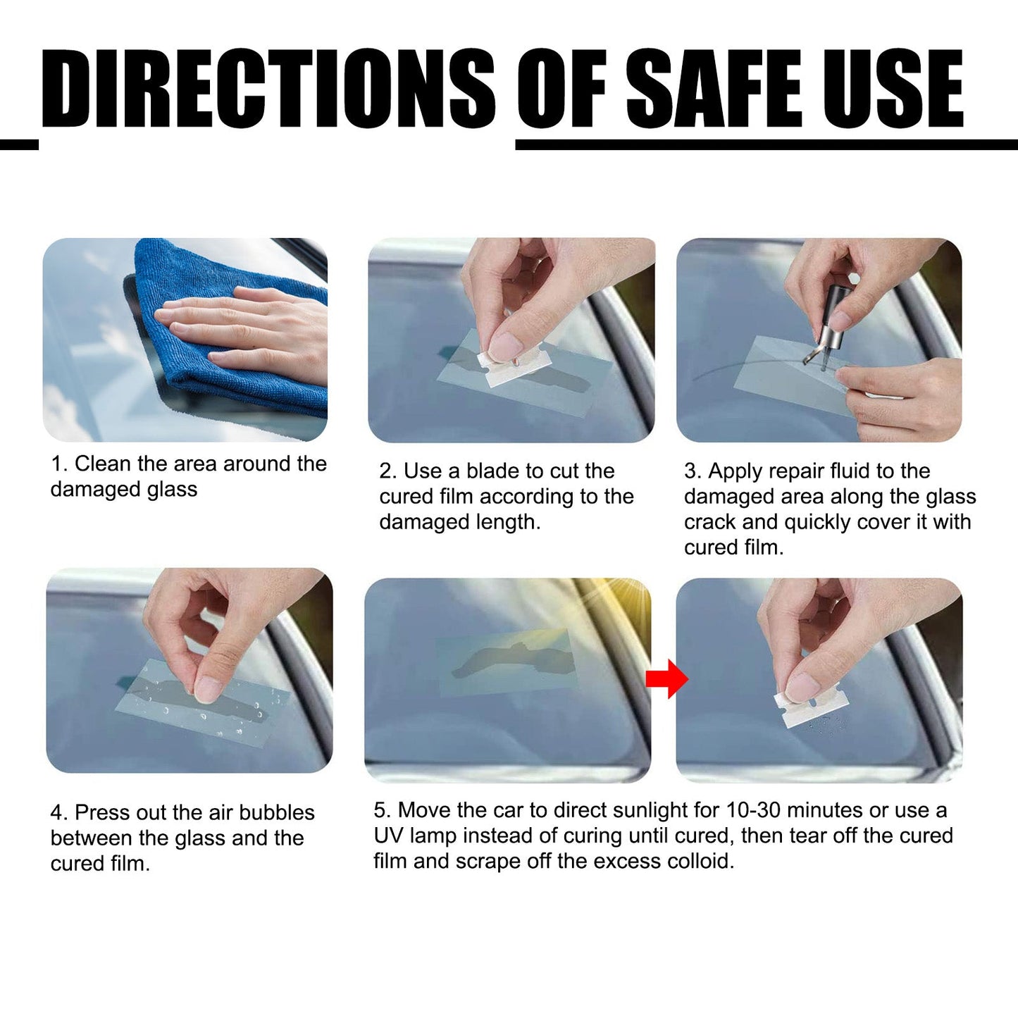 Glass Repair Kit, Auto Glass Cracks And Scratches Multi-Functional Adhesive Repair Solution eprolo