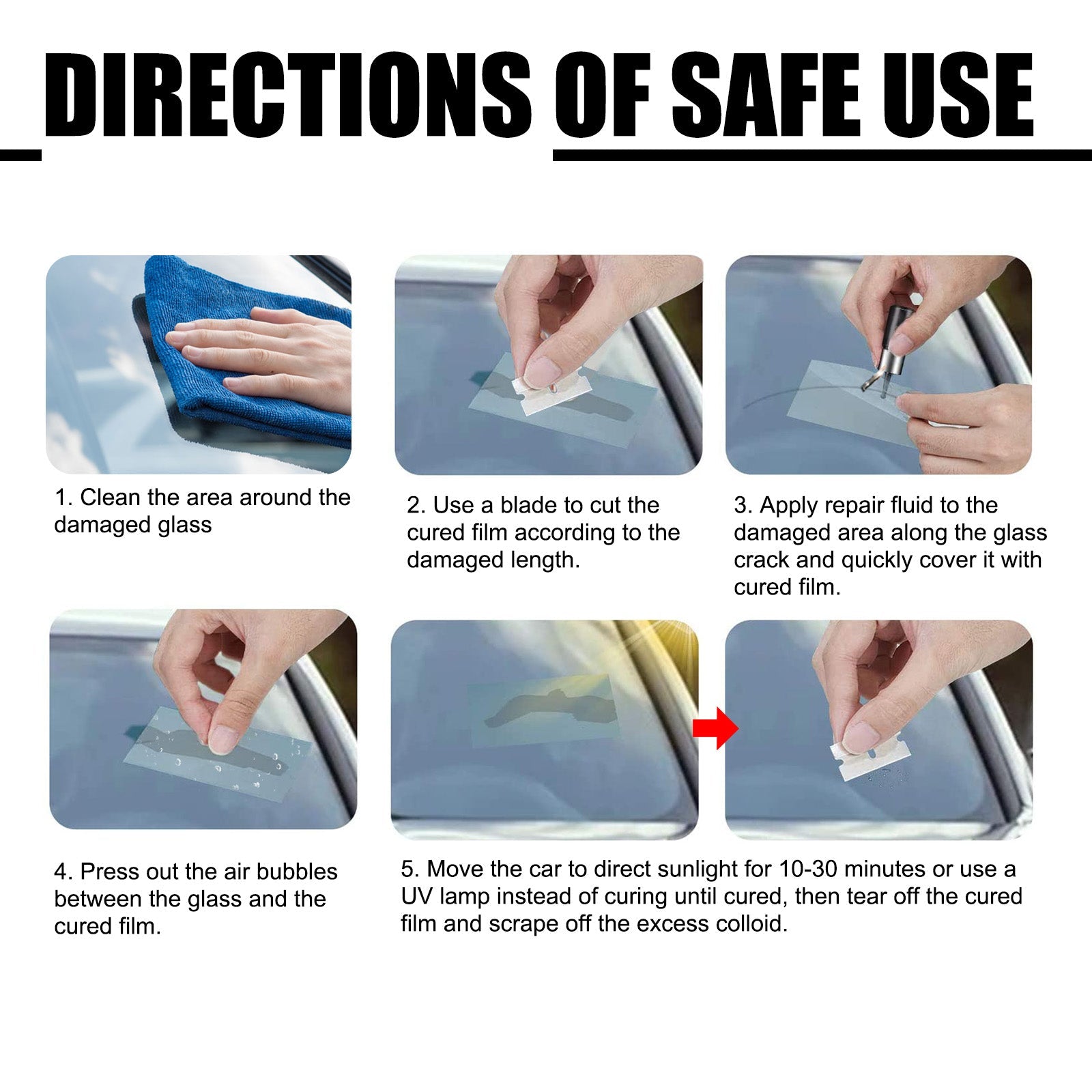 Glass Repair Kit, Auto Glass Cracks And Scratches Multi-Functional Adhesive Repair Solution eprolo