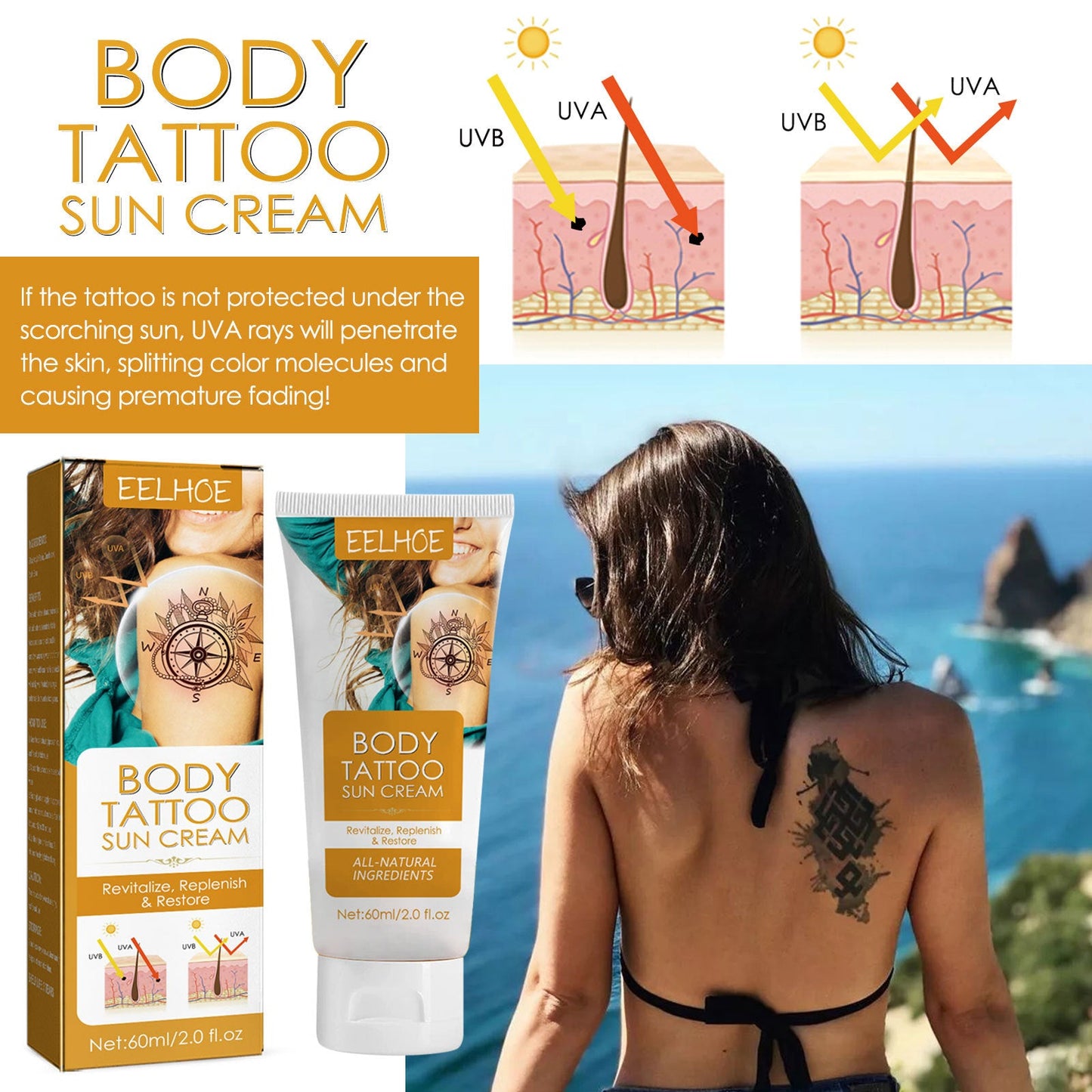Tattoo Protection Cream Outdoor Isolation Protection Uv Moisturizing Repair Tattoo Discoloration eprolo