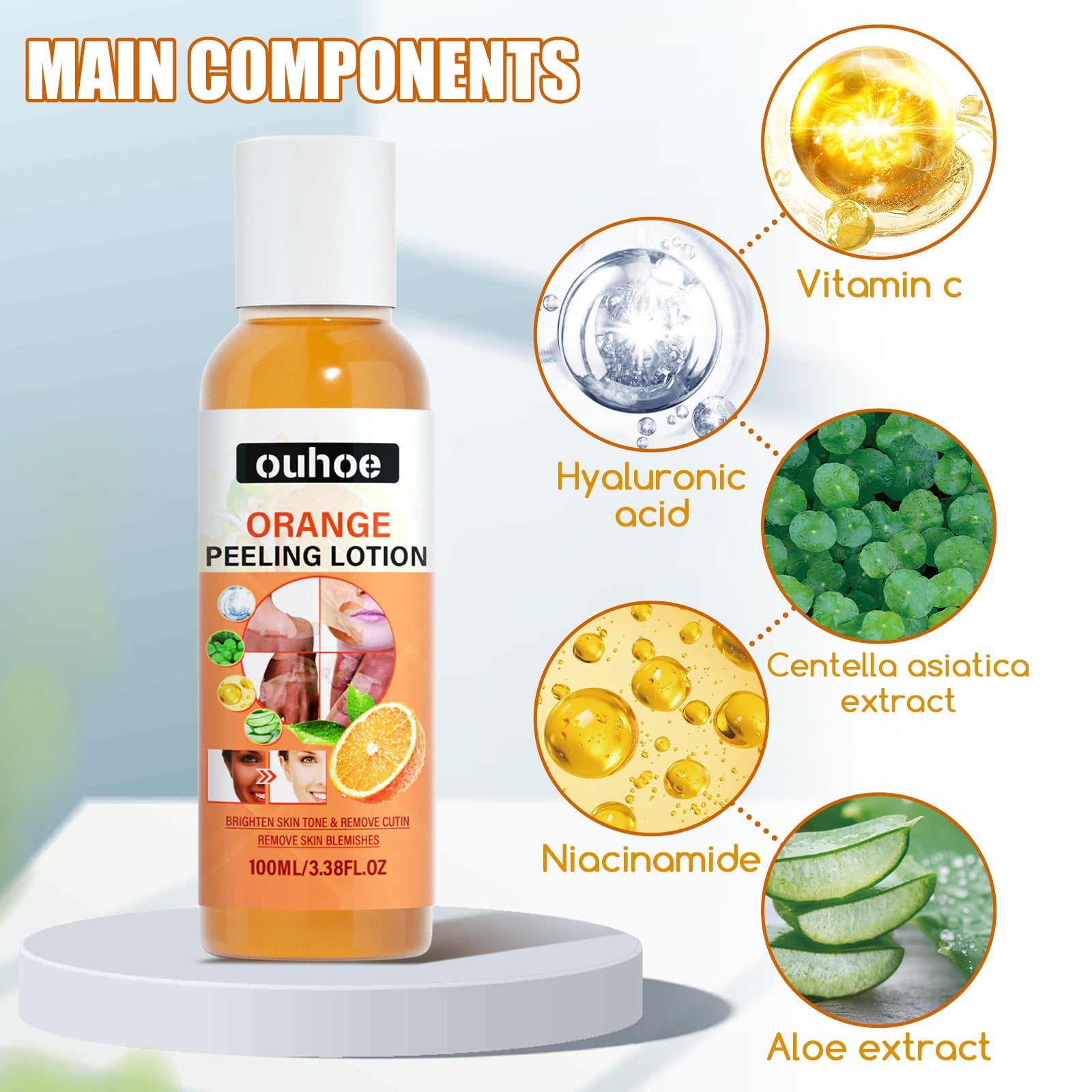 OUHOE Orange Peel Body Lotion, Exfoliation Lightening Dark Spots Brightening And Moisturizing Skin Treatment Lotion eprolo