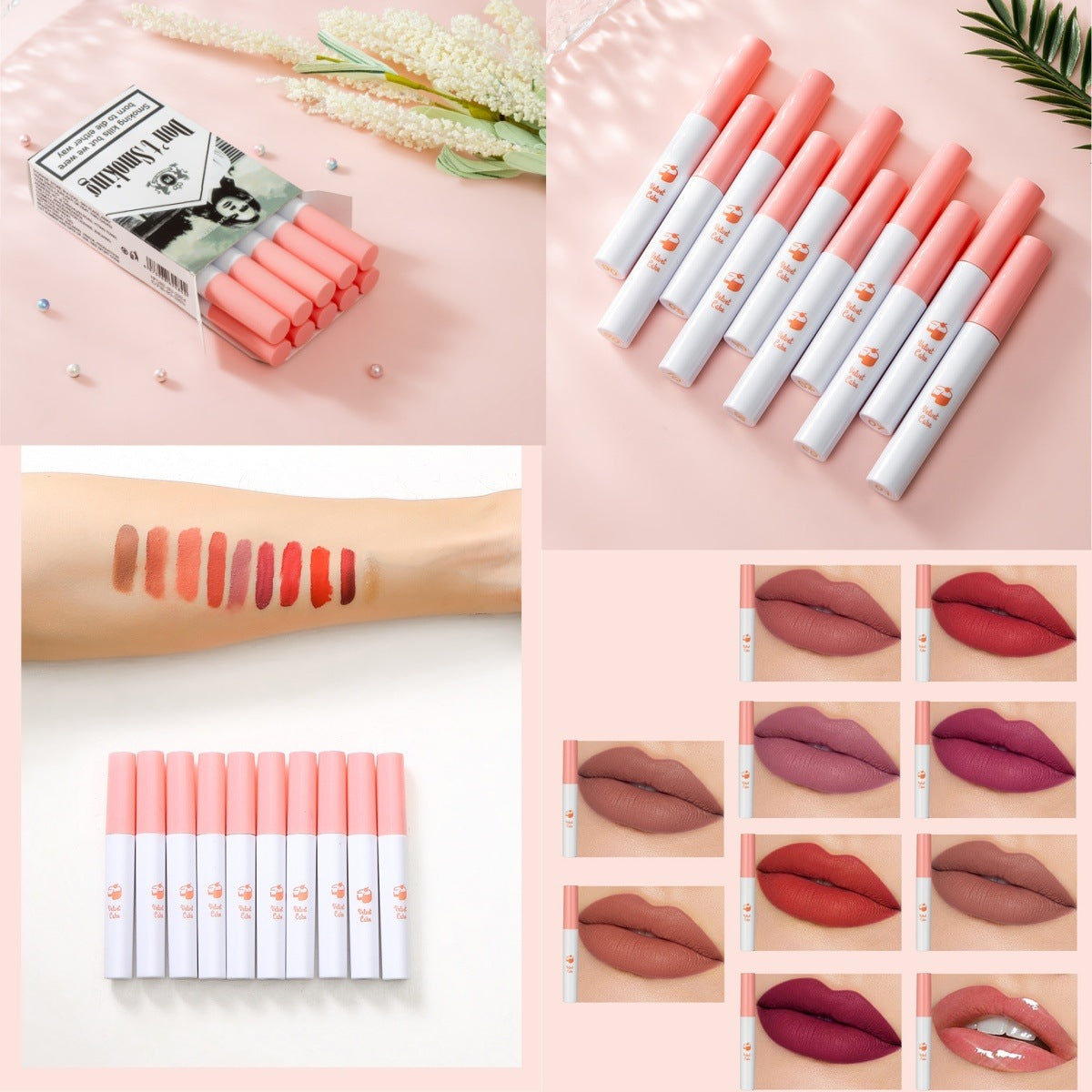 10 PCS Lana Del Rey Lipstick Matte Non Stick Cup Lip Gloss Smoke Pipe Lip Gloss Set Velvet Liquid Lipstick European Makeup eprolo