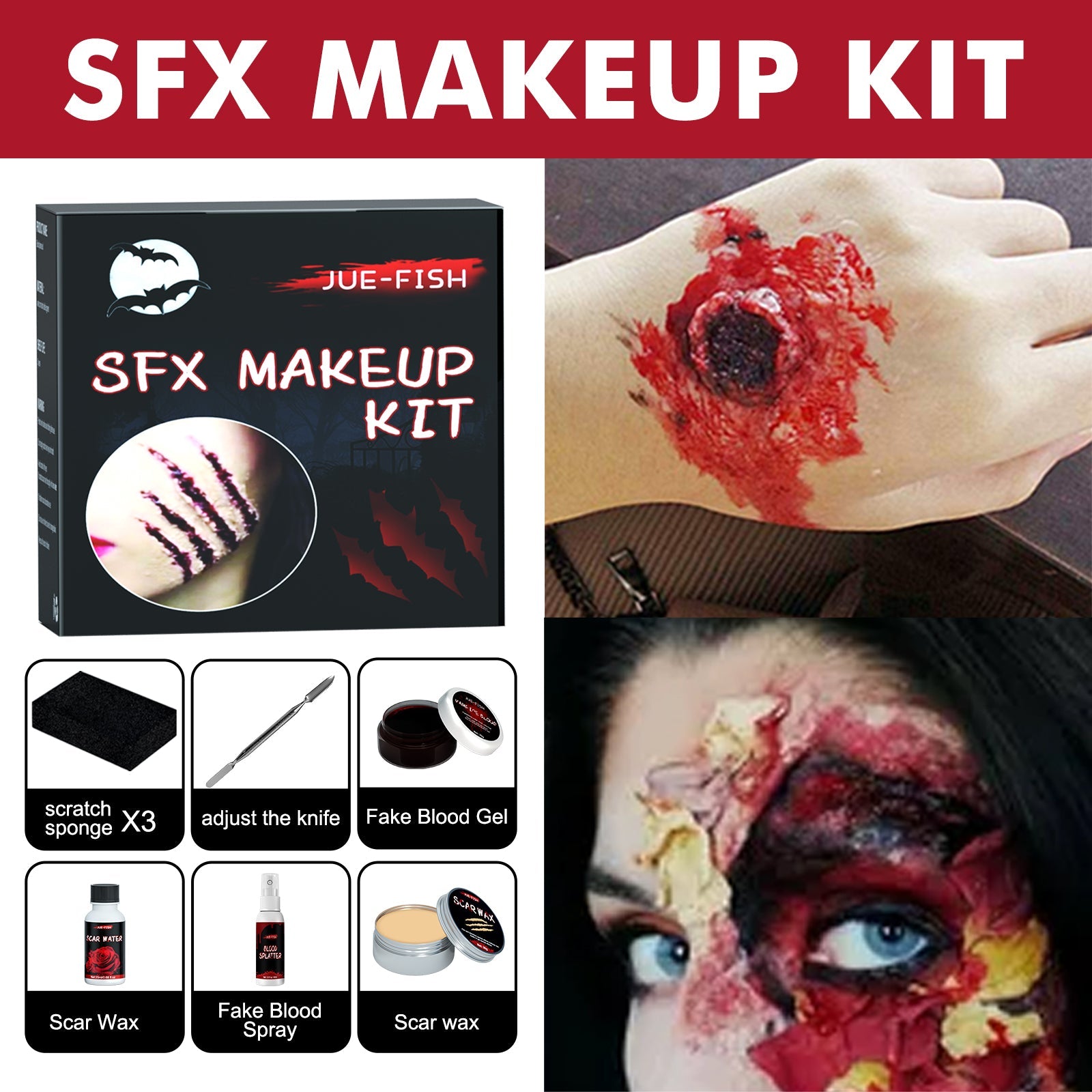 Halloween Makeup Kit, Simulates Plasma Skin Wax-Shaped Scar Water Wound Makeup Halloween Makeup Kit eprolo