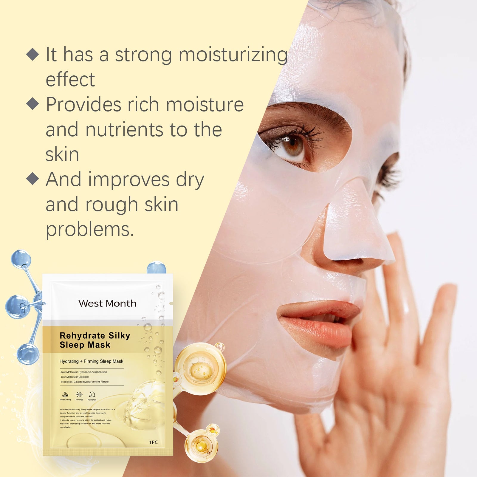 West&Month Collagen Moisturizing Mask (Bag) Nourishes And Hydrates The Facial Skin In One, Soothing And Moisturizing Way eprolo