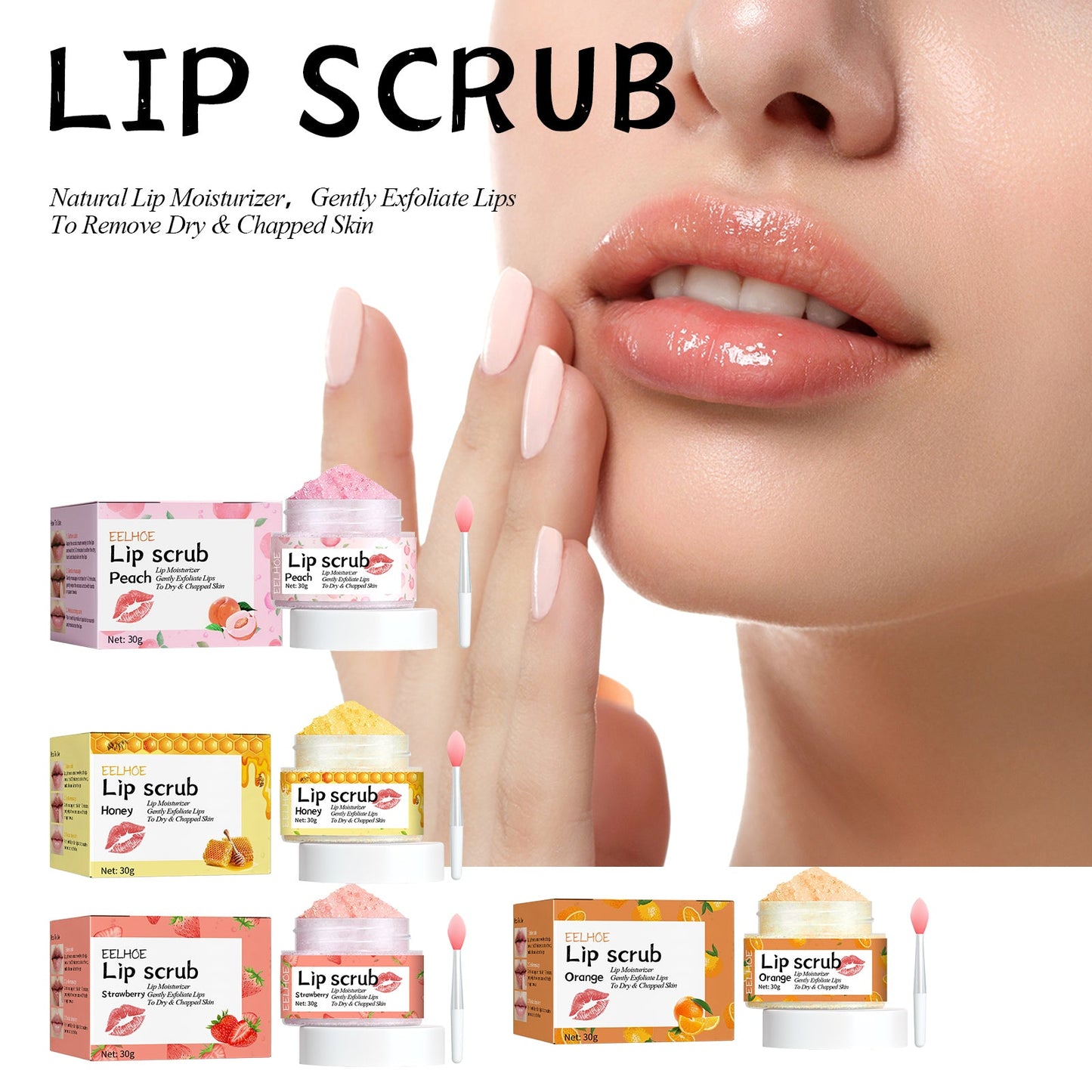 EELHOE Strawberry Lip Scrub, Moisturize Lips, Prevent Dry Crack, Moisturize Dead Skin, And Fade The Corners Of Lips eprolo