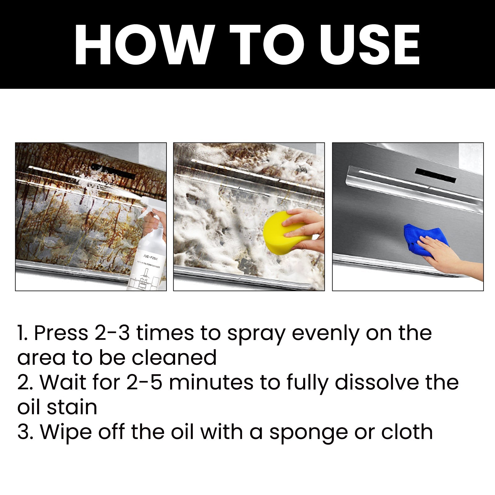 Heavy Oil Foam Cleaner, Kitchen Stove Range Hood Wash Basin Oil Dirt Removal Cleaner eprolo