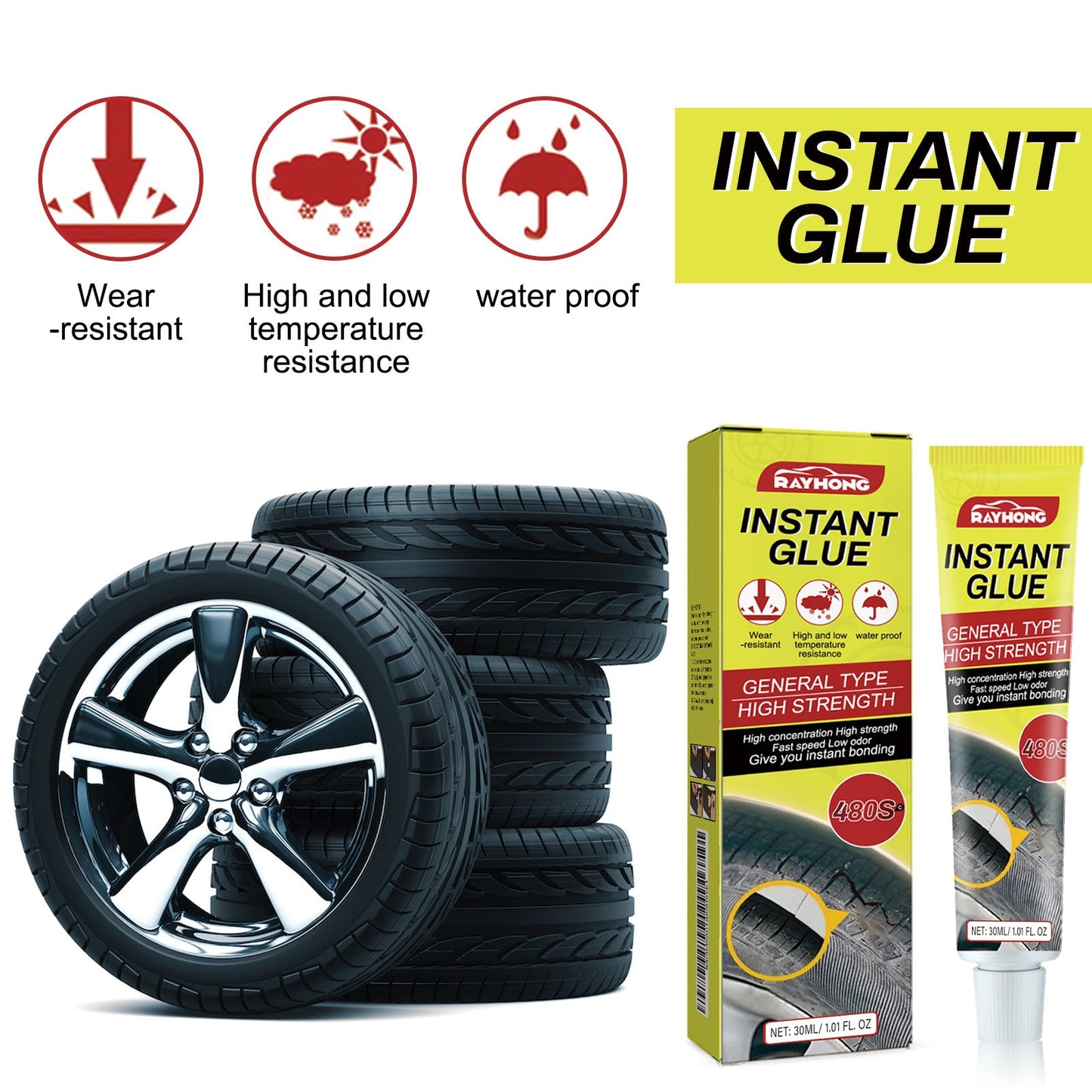 Instant Glue, Car Tire Crack Repair Glue Tire Maintenance Repair Glue Sealing Adhesive eprolo