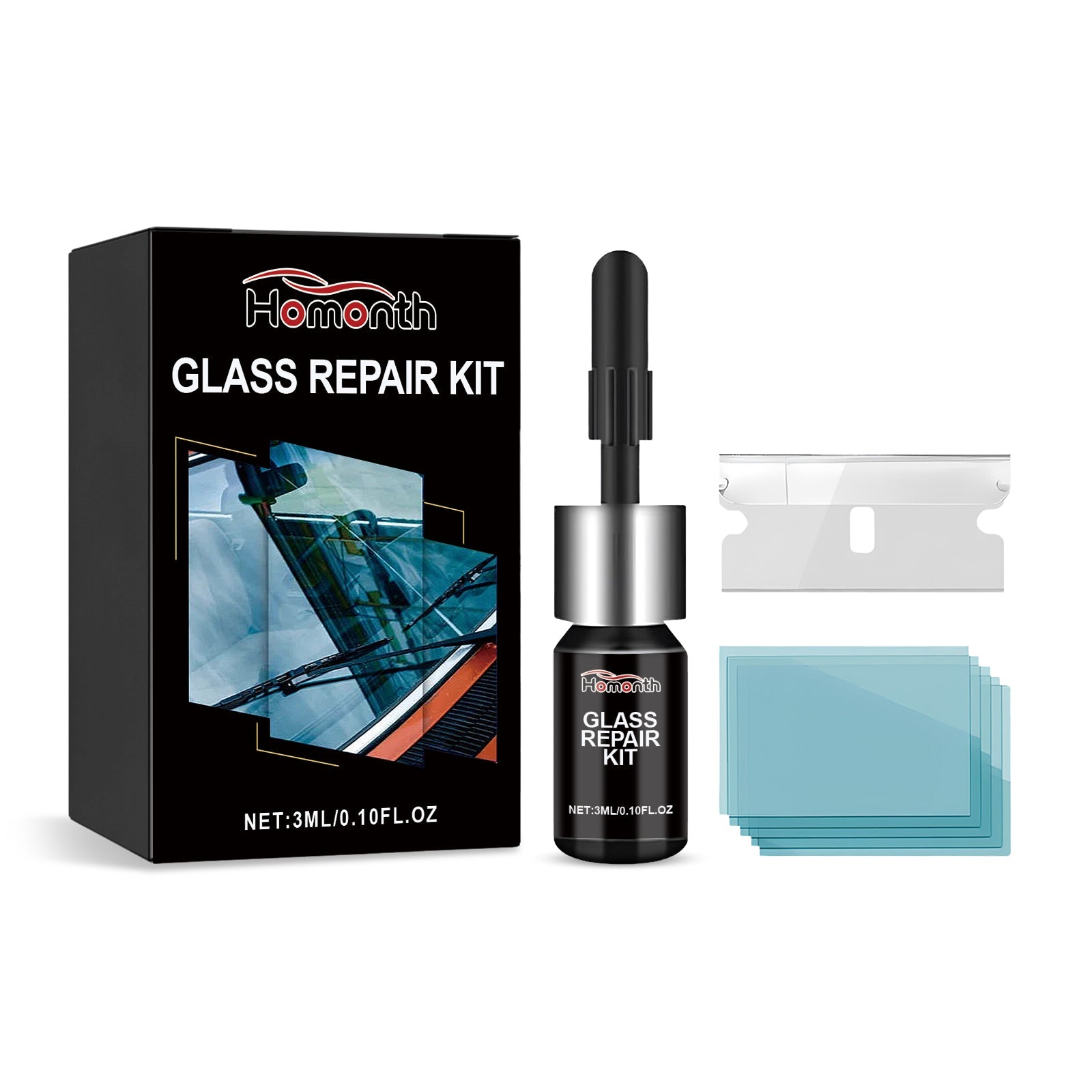 Glass Repair Kit, Auto Glass Cracks And Scratches Multi-Functional Adhesive Repair Solution eprolo