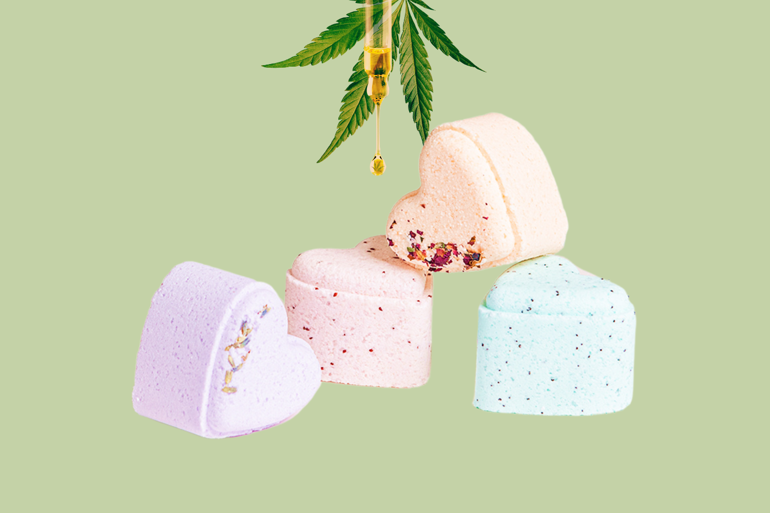Bath Bombs with CBD -  5 Hearts Shaped with CBD - in a Gift Box - Can be personalized. (THC free) Lizush soap