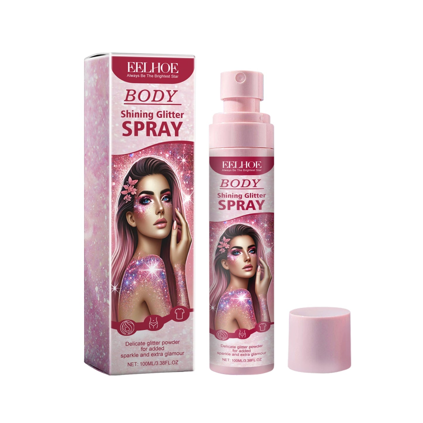 Stage Makeup Glitter Spray Facial Clavicle Brightening Glitter Natural Stereoscopic Long-Lasting Highlighter Spray eprolo