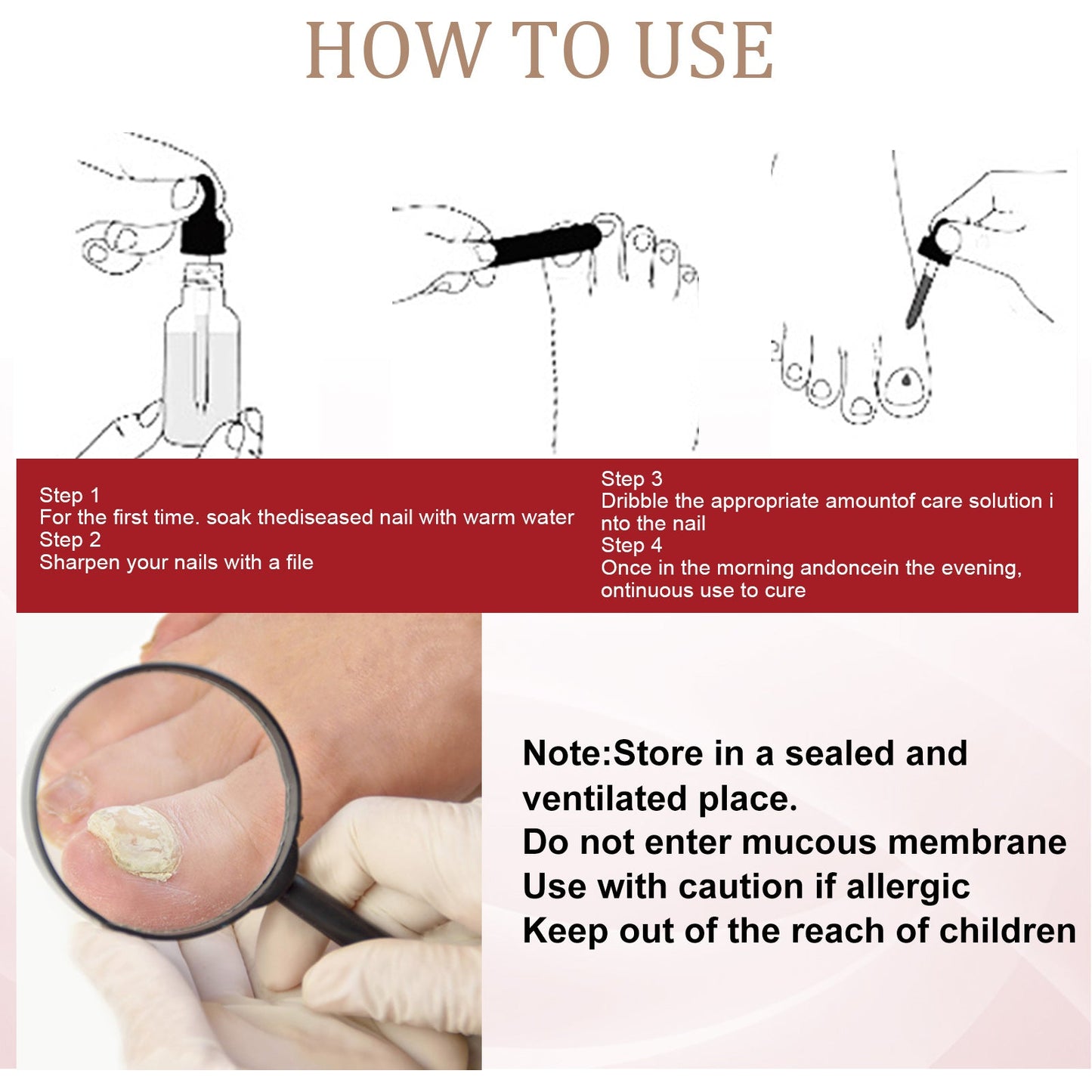EELHOE Nail Repair Solution, Hands And Feet Nail Repair Moisturizing Clean And Remove Gray Nail Repair Solution eprolo