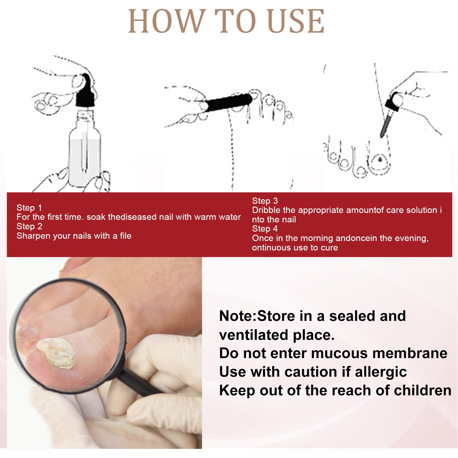 EELHOE Nail Repair Solution, Hands And Feet Nail Repair Moisturizing Clean And Remove Gray Nail Repair Solution eprolo