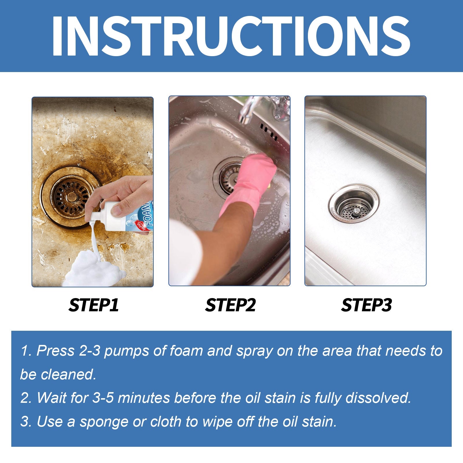 Jue-Fish Kitchen Oil Stain Foam Cleaner, Kitchen Stove Range Hood Oil Stain And Dirt Removal Cleaner eprolo
