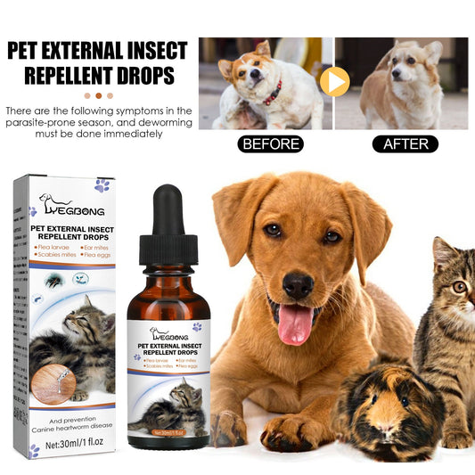 Pet Extracorporeal Insect Repellent Drops, Cats And Dogs Clean To Remove Ticks And Fleas Drops eprolo