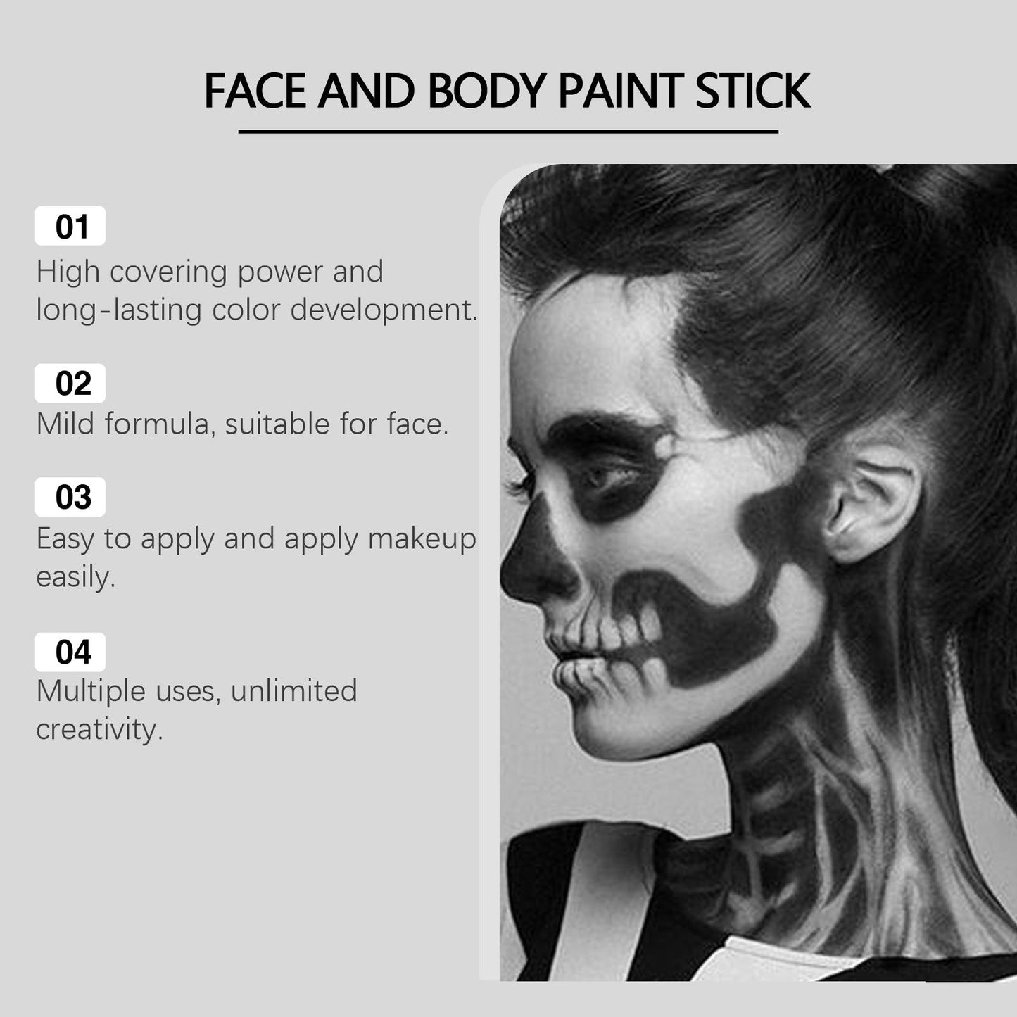 Halloween Face Painting Stick Set, Covered With Painted Foundation Makeup Clown Colorful Stick eprolo
