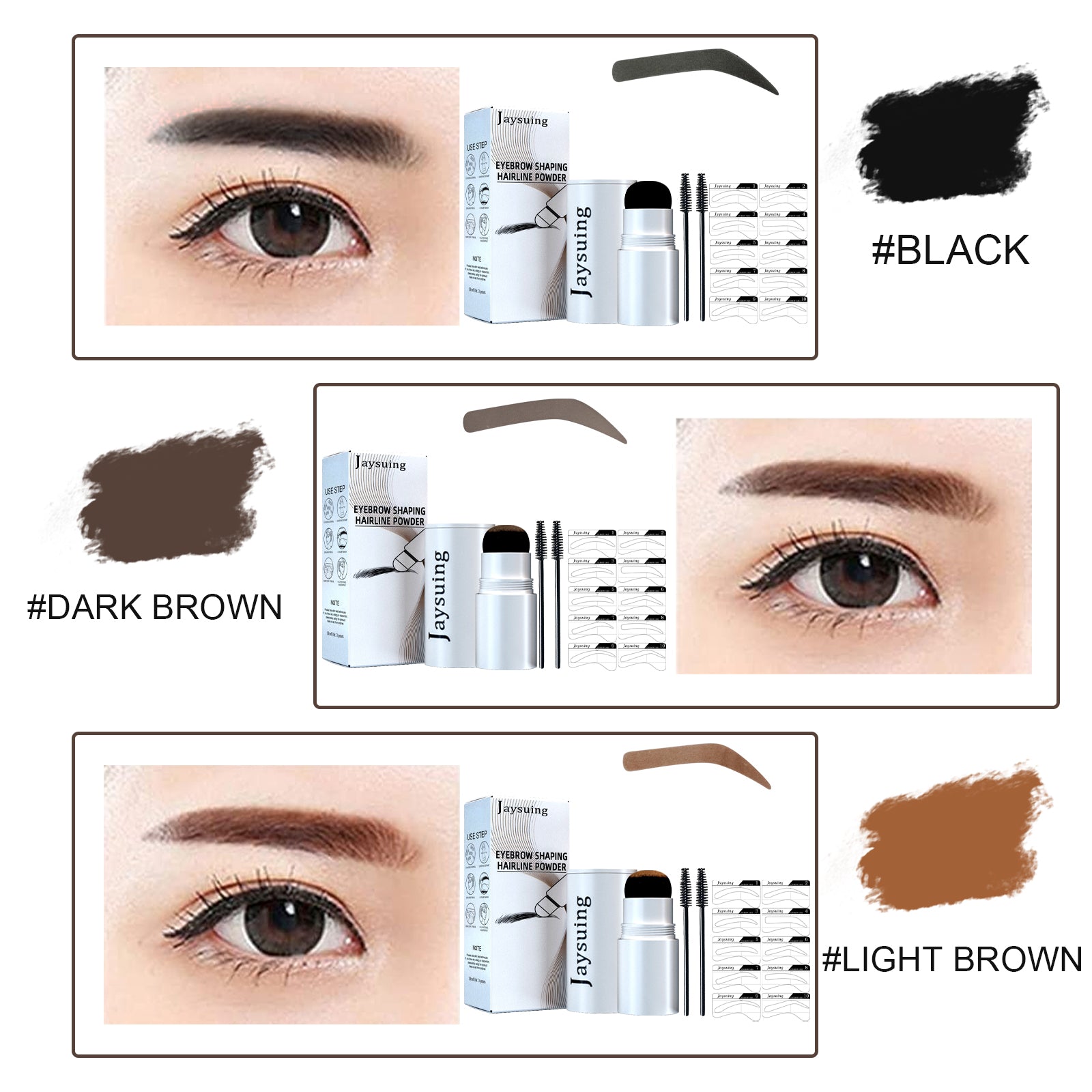 Eyebrow Print Set, Embellishing Hairline Eyebrow Contour Shadow Portable Eyebrow Powder eprolo