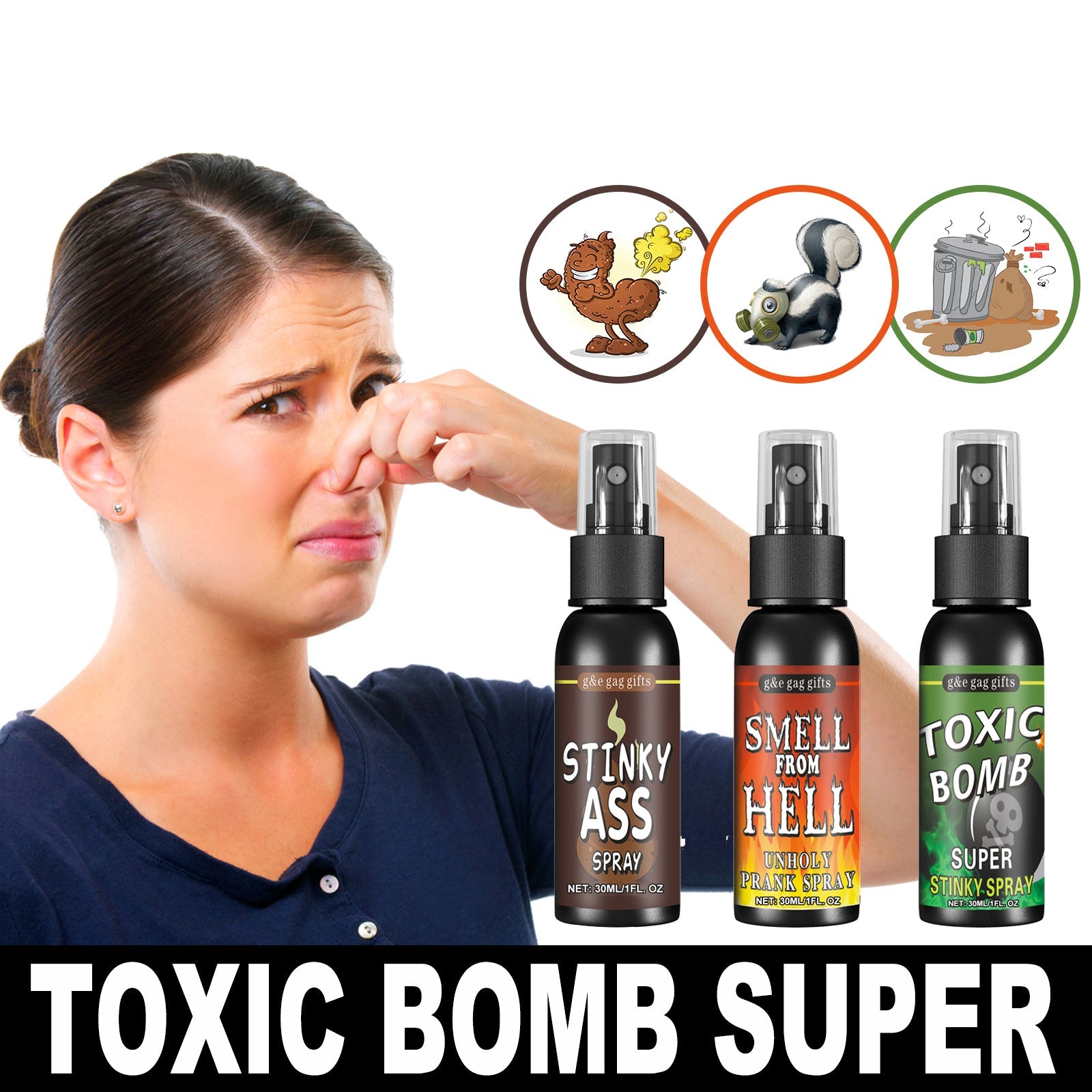 Fart Spray, April Fool's Day Pooper Toy Spoof Stink Entertainment Poop Hell Bomb Smell eprolo