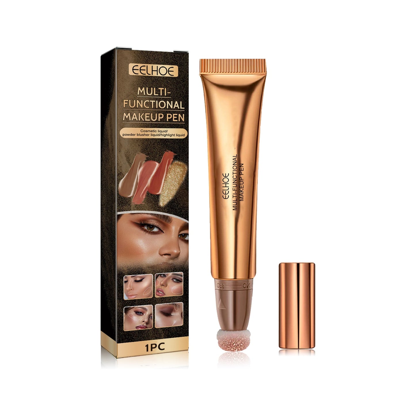 EELHOE Multifunctional Makeup Pen, Face Light Highlight Natural Three-Dimensional Liquid Contour Beauty Stick eprolo