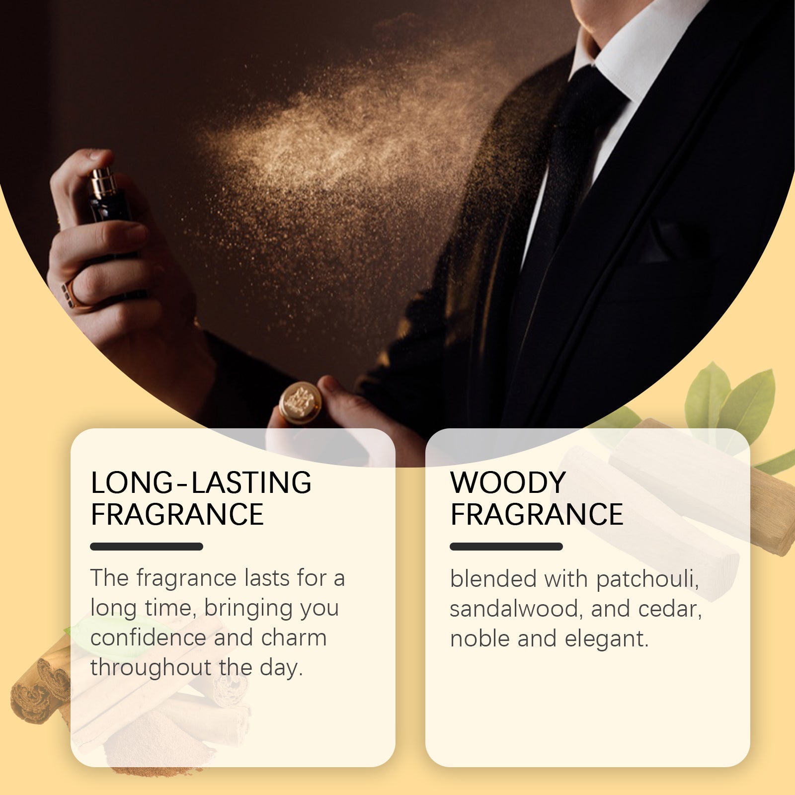 Men's Perfume, Long Lasting Light Fragrance Wood Fragrance Fresh Natural Release Men's Charm Perfume eprolo