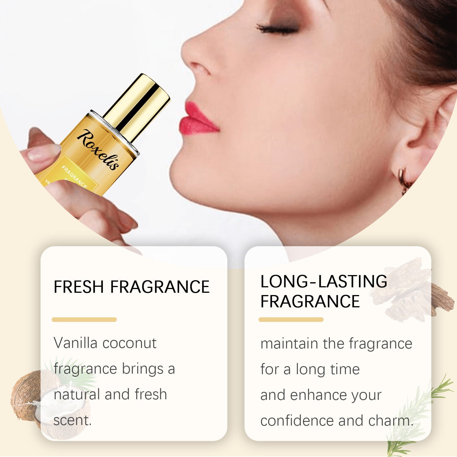 Roxelis Vanilla Coconut Fragrance Spray Long Lasting Fragrance Refreshing Body Spray Floral Fruit Fragrance Refreshing Body Fragrance eprolo