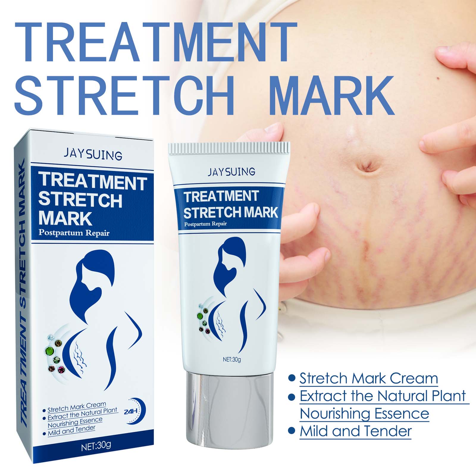 Jaysuing Pregnancy Cream, Postpartum Skin Care Smoothing, Firming And Gently Improving Skin Body Cream eprolo