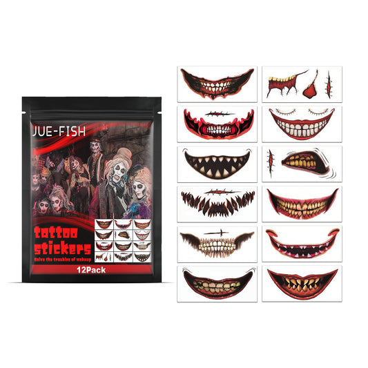 Halloween Tattoo Stickers, Halloween Horror Party Party Makeup Decorative Mouth Tattoo Stickers eprolo