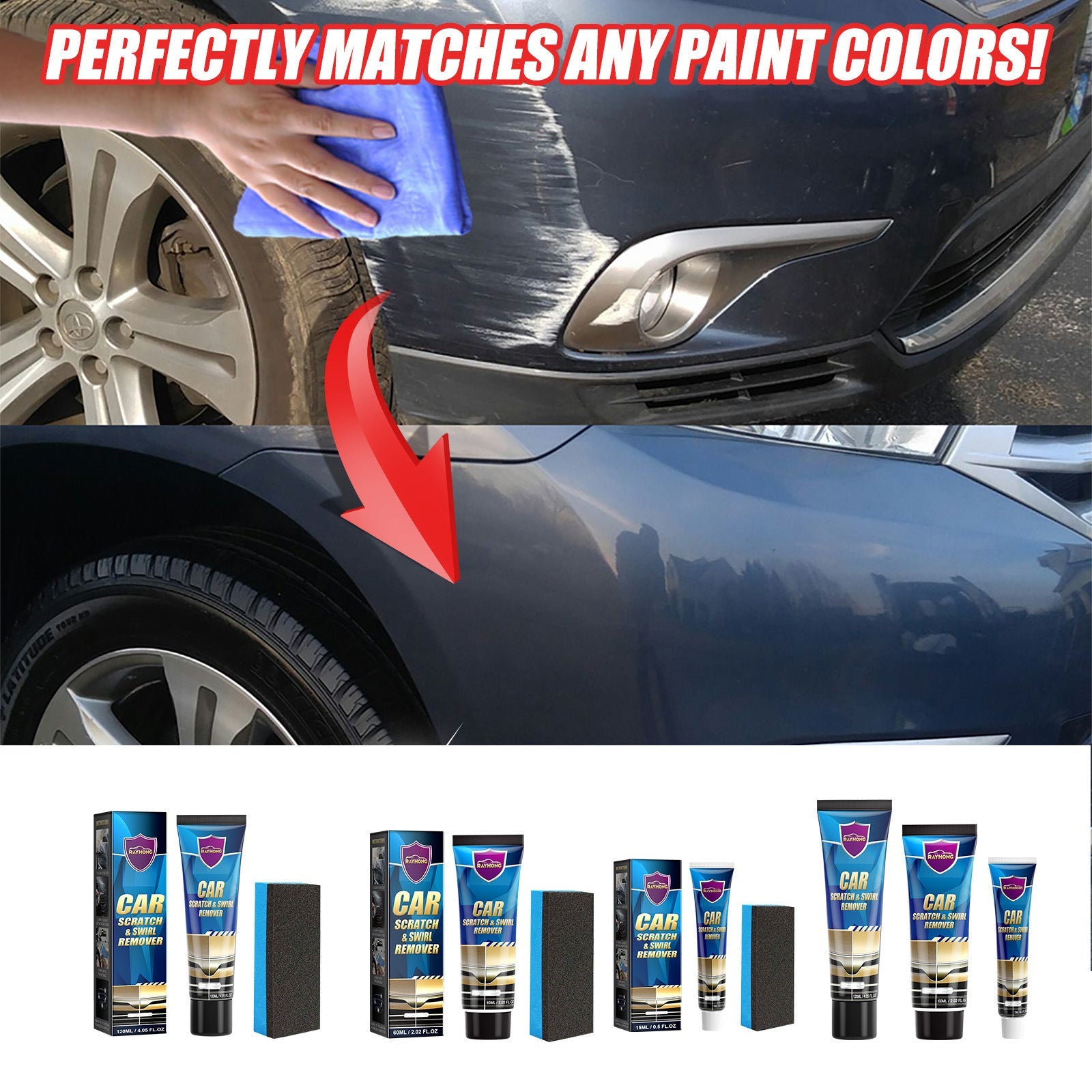 Rayhong Car Scratch Repair Cream, Car Maintenance Refurbishment Paint Scratches Scratches Polishing Paint Repair Paste eprolo