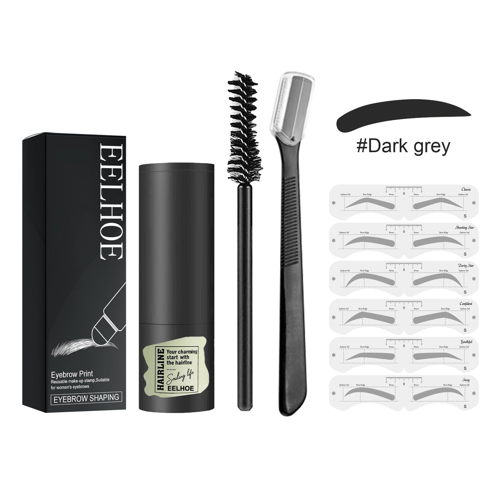 Eyebrow Print Set, Waterproof Stereoplastic Eyebrow Styling Quick Eyebrow Card Makeup Natural Hairline Powder eprolo