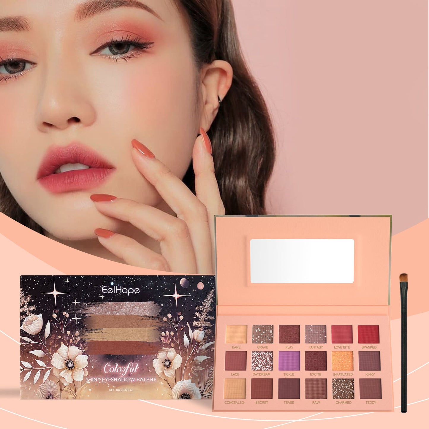 Eelhope 18-Color Eyeshadow Palette Eyeshadow Makeup Eyeshadow Multicolor Eye Palette With 18-Color Everyday Glitter eprolo