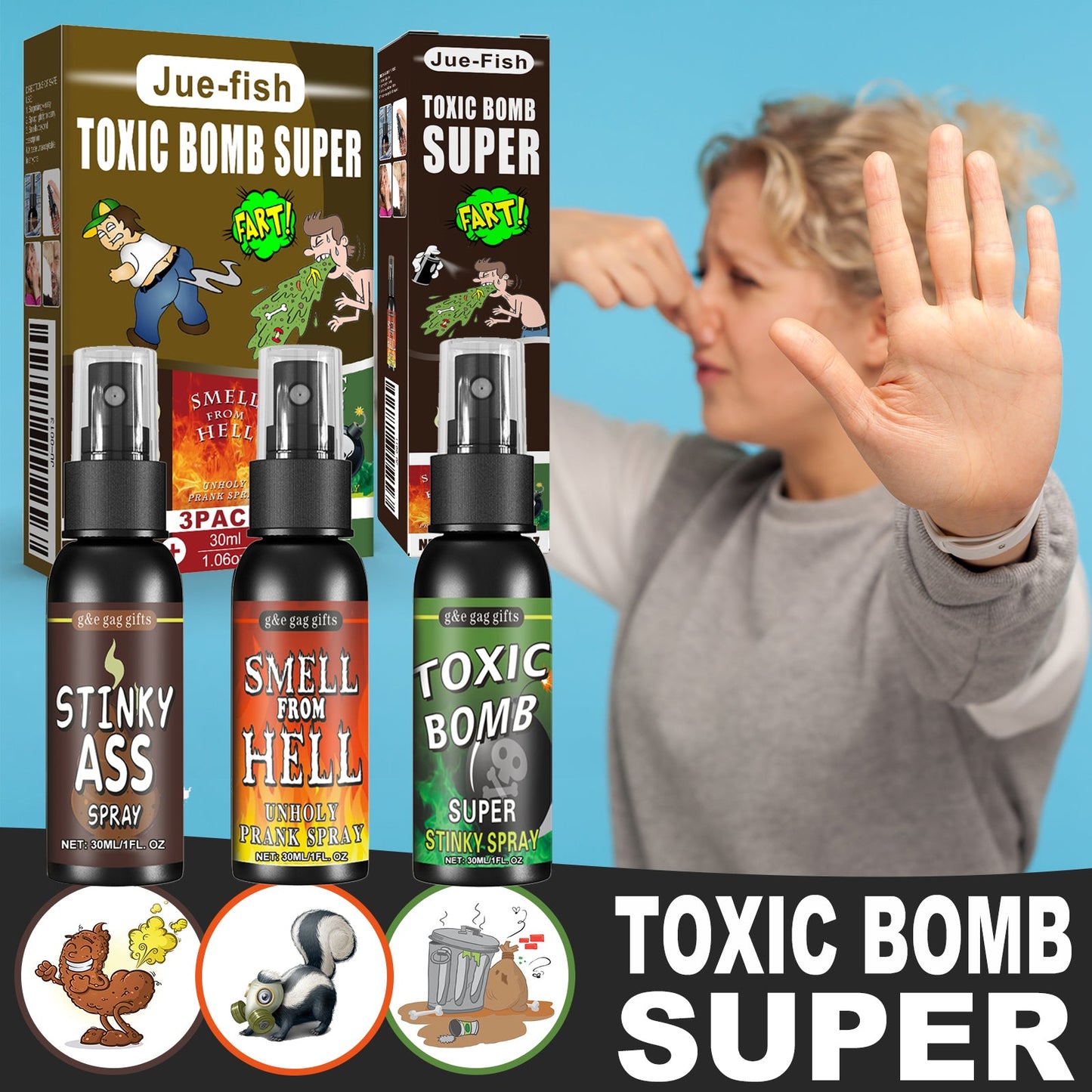 Fart Spray, April Fool's Day Pooper Toy Spoof Stink Entertainment Poop Hell Bomb Smell eprolo