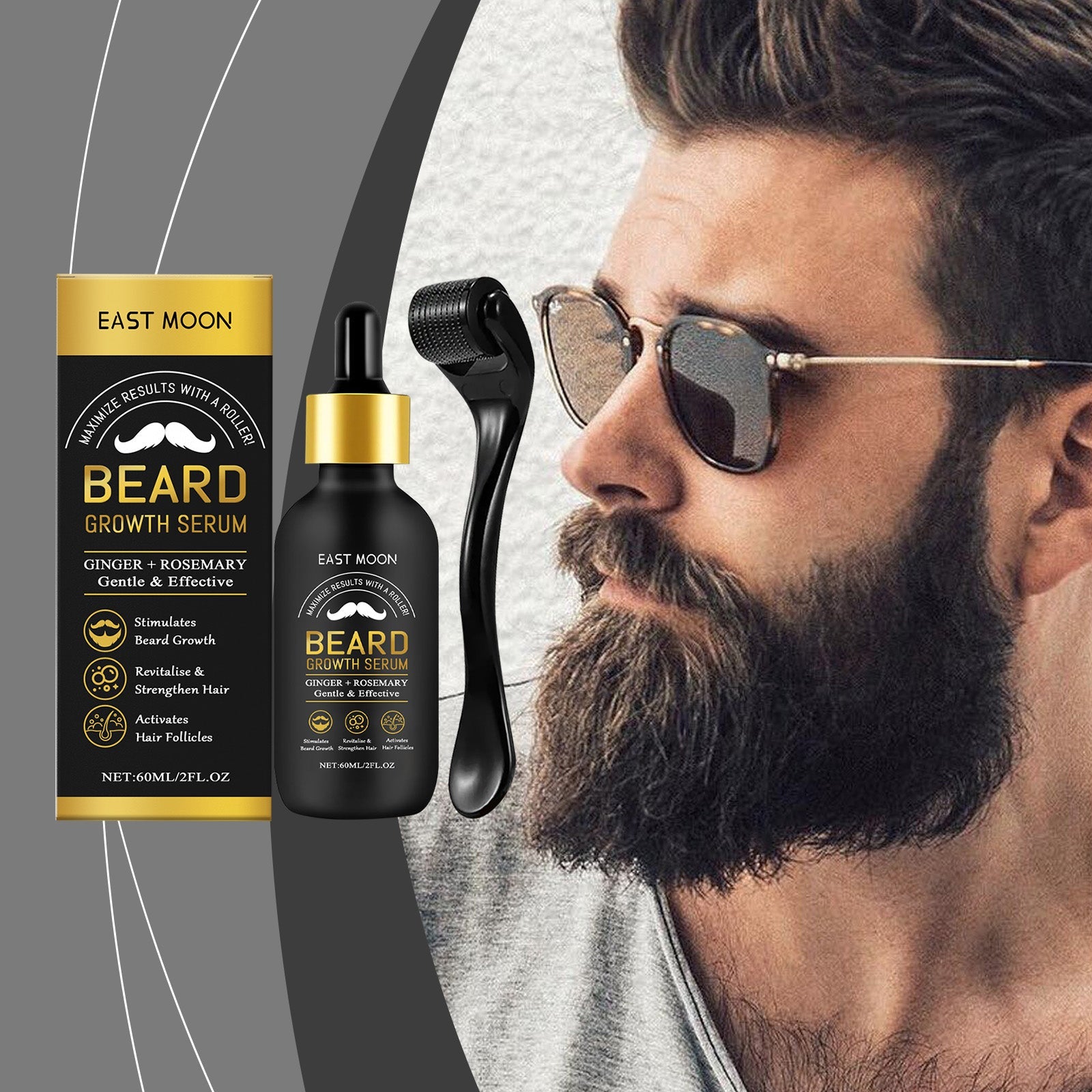 East Moon Men's Beard Care Oil, Gentle Cleaning, Moisturizing And Gentle Beard Care Essential Oil eprolo