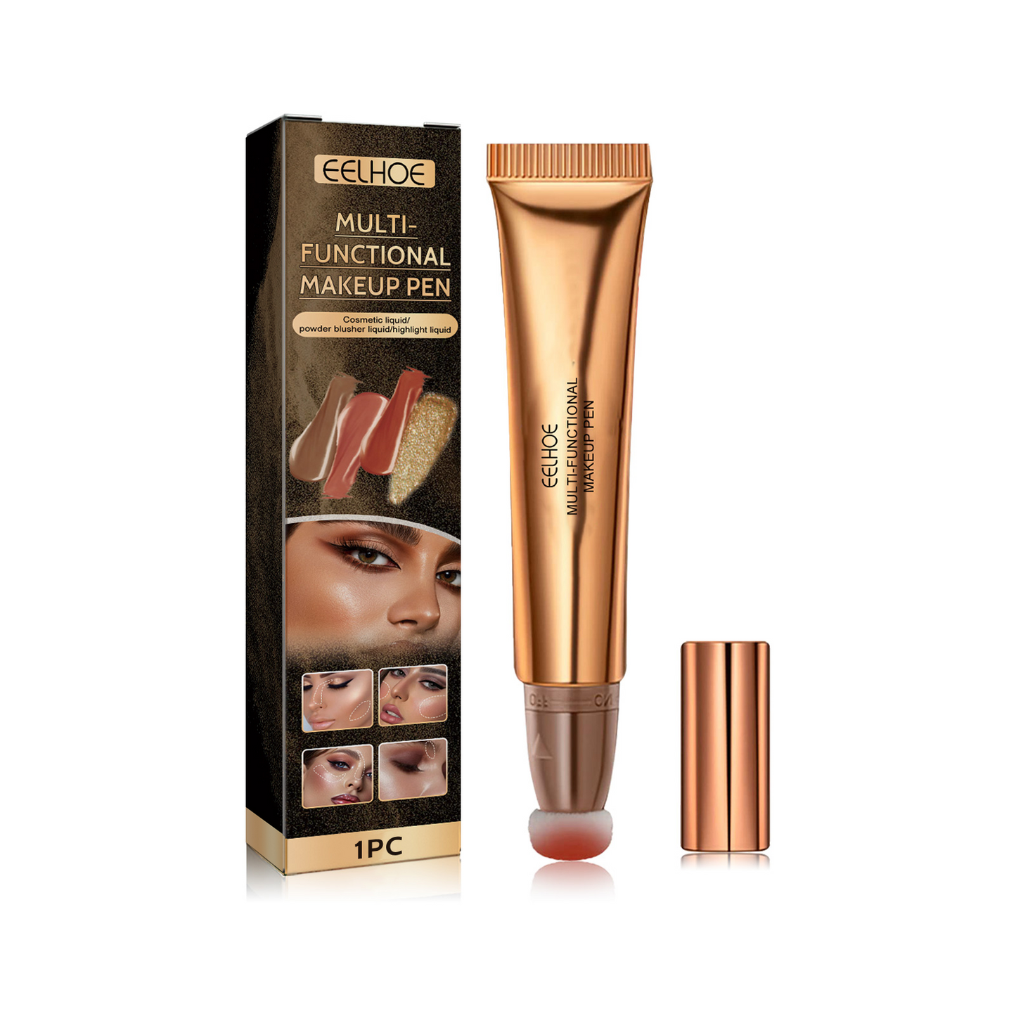 EELHOE Multifunctional Makeup Pen, Face Light Highlight Natural Three-Dimensional Liquid Contour Beauty Stick eprolo