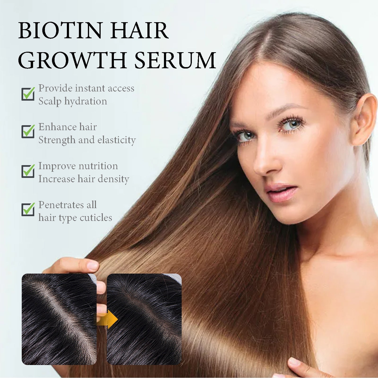 OUHOE Biotin Hair Growth Serum, Nourish Hair Root Repair Hair Sere Short-Tempered Prevent Drop Hair eprolo