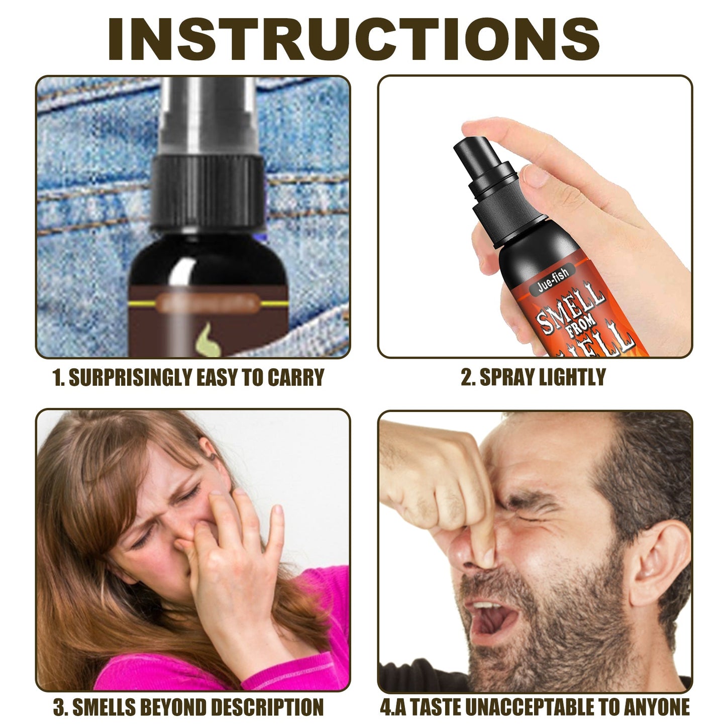 Jue-Fish Stinky Fart Spray (Set) April Fool's Day Prank Liquid Toy Parody Stinky Entertainment Poop Hell Bomb Smell eprolo