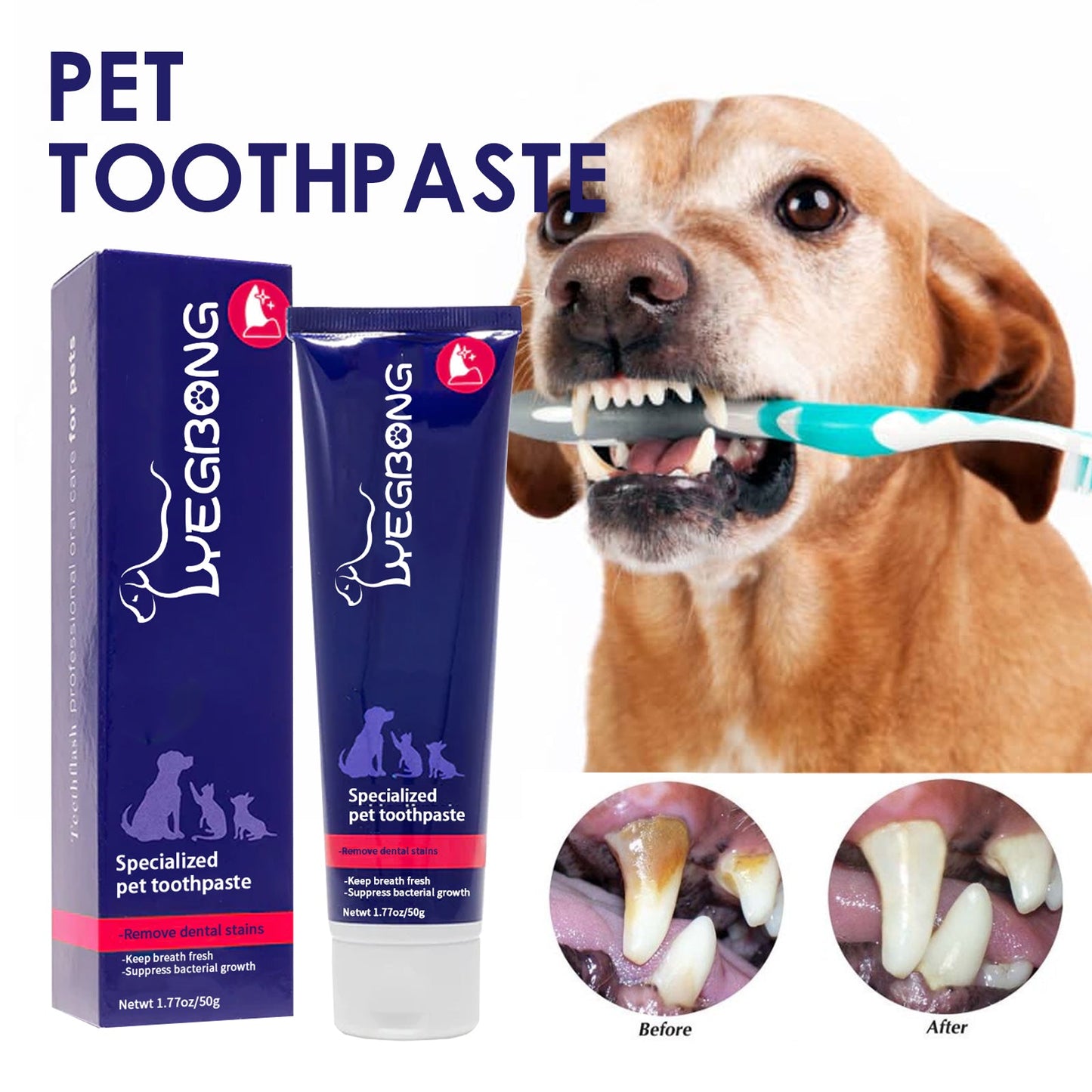 Pet Mouth Cleaning Cream, Cats And Dogs Clean Bad Breath Tartar Stains White Teeth Cream eprolo