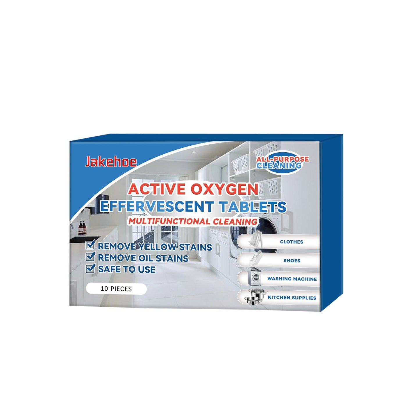 Jakehoe Multifunctional Cleansing Effervescent Tablet Gently Cleans Clothes To Remove Stubborn Stains In Bathroom And Kitchen eprolo