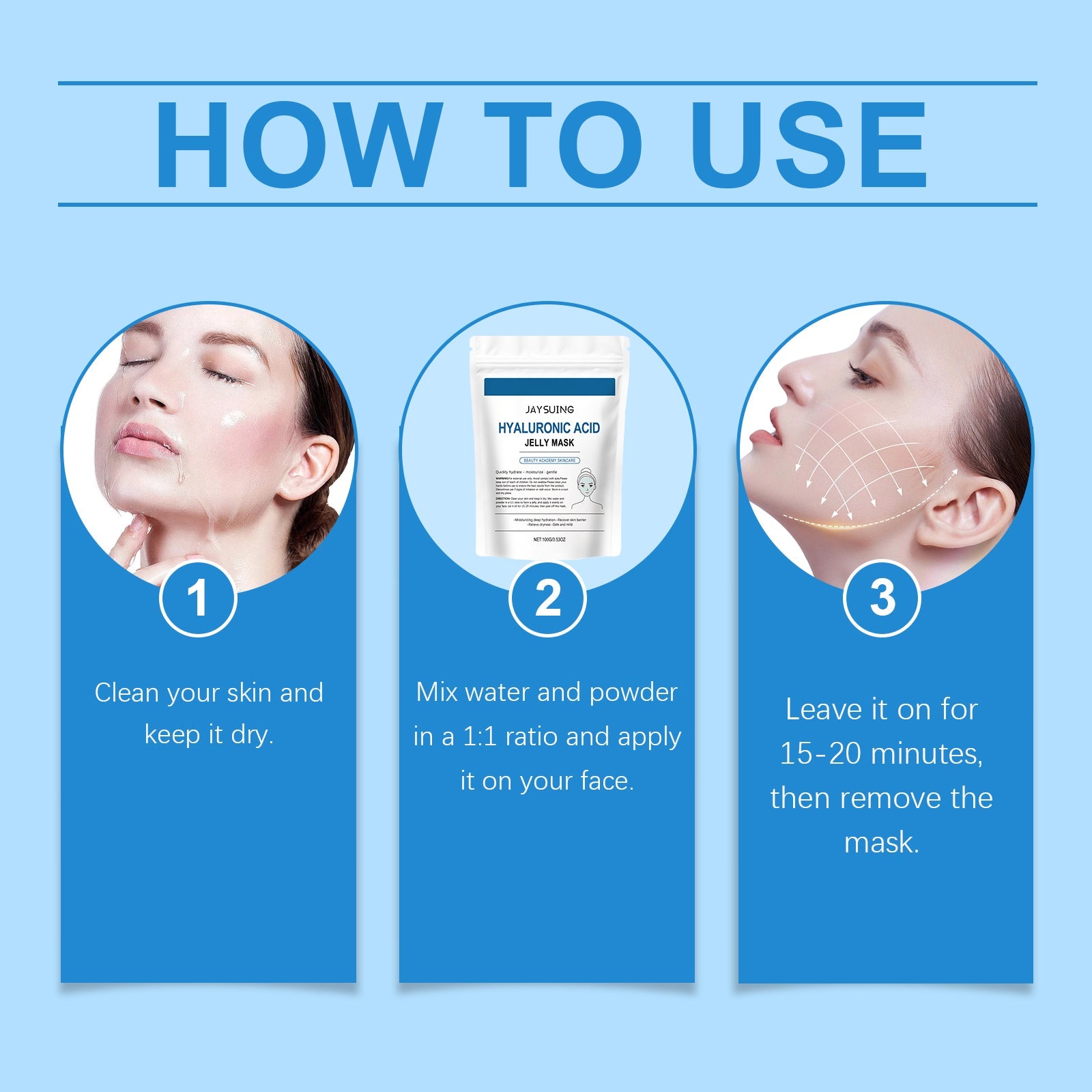 Jaysuing Hyaluronic Acid Moisturizing Mask, Gently Hydrates And Moisturizes Tender, Smooth And Delicate Skin eprolo