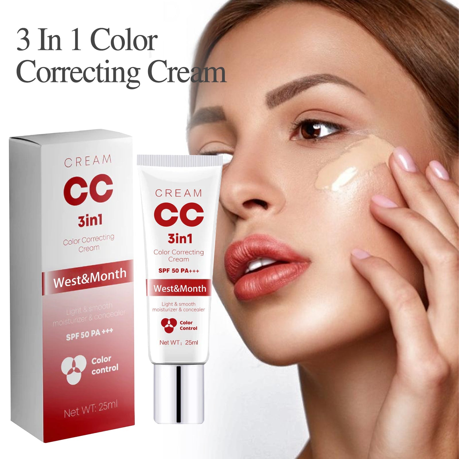 3 In 1 Color Correcting Cream, Cover Dark Spots, Moisturize Skin Care And Isolate Foundation eprolo