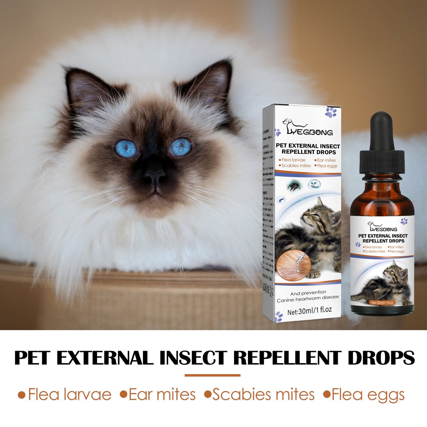 Pet Extracorporeal Insect Repellent Drops, Cats And Dogs Clean To Remove Ticks And Fleas Drops eprolo