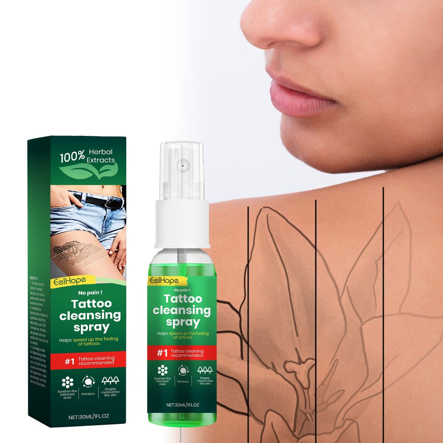 Tattoo Cleaning Spray Gently Cleans And Moisturizes Skin And Lightens Skin Tattoo Marks eprolo