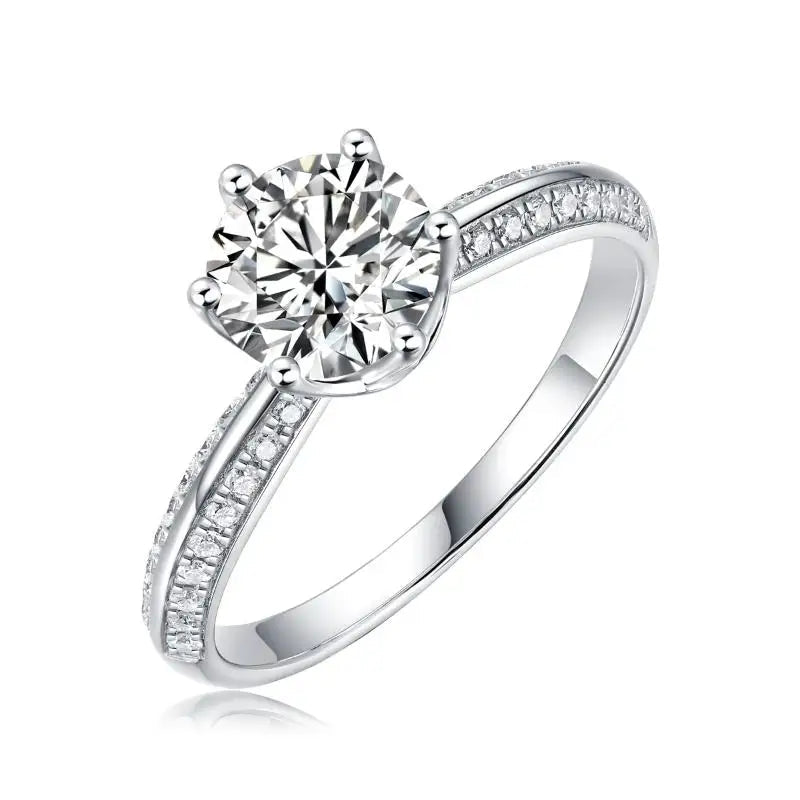 Trendy 3ct Round Moissanite Ring for Women Daily Wear Wedding Engagement Promise Ring S925 Silver Moissanite Ring ferrersa