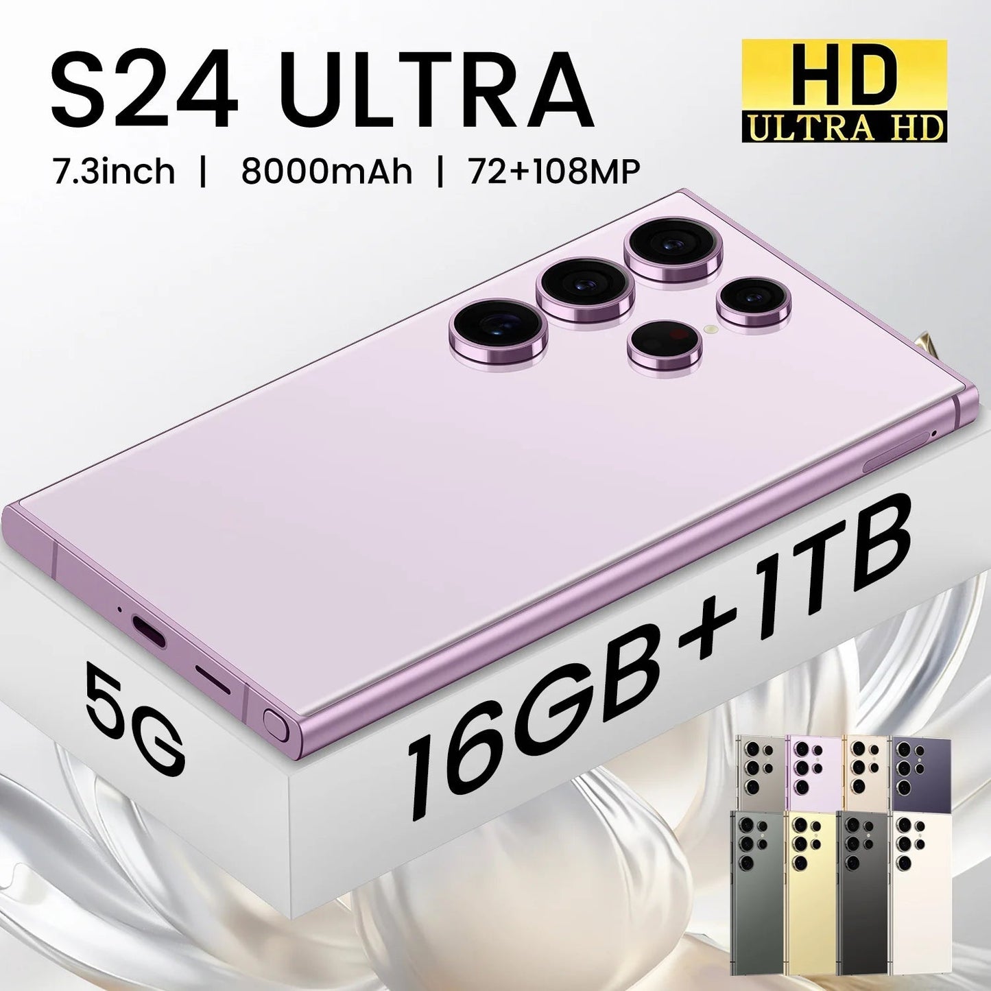 S24 Ultra 7.3 5G French/Spanish/English Smartphone 108MP Rear Camera 12GB+256GB 65W Quick Charge for Business Travel ferrersa