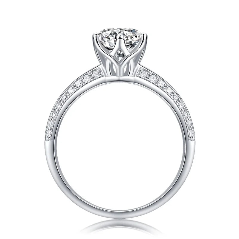 Trendy 3ct Round Moissanite Ring for Women Daily Wear Wedding Engagement Promise Ring S925 Silver Moissanite Ring ferrersa