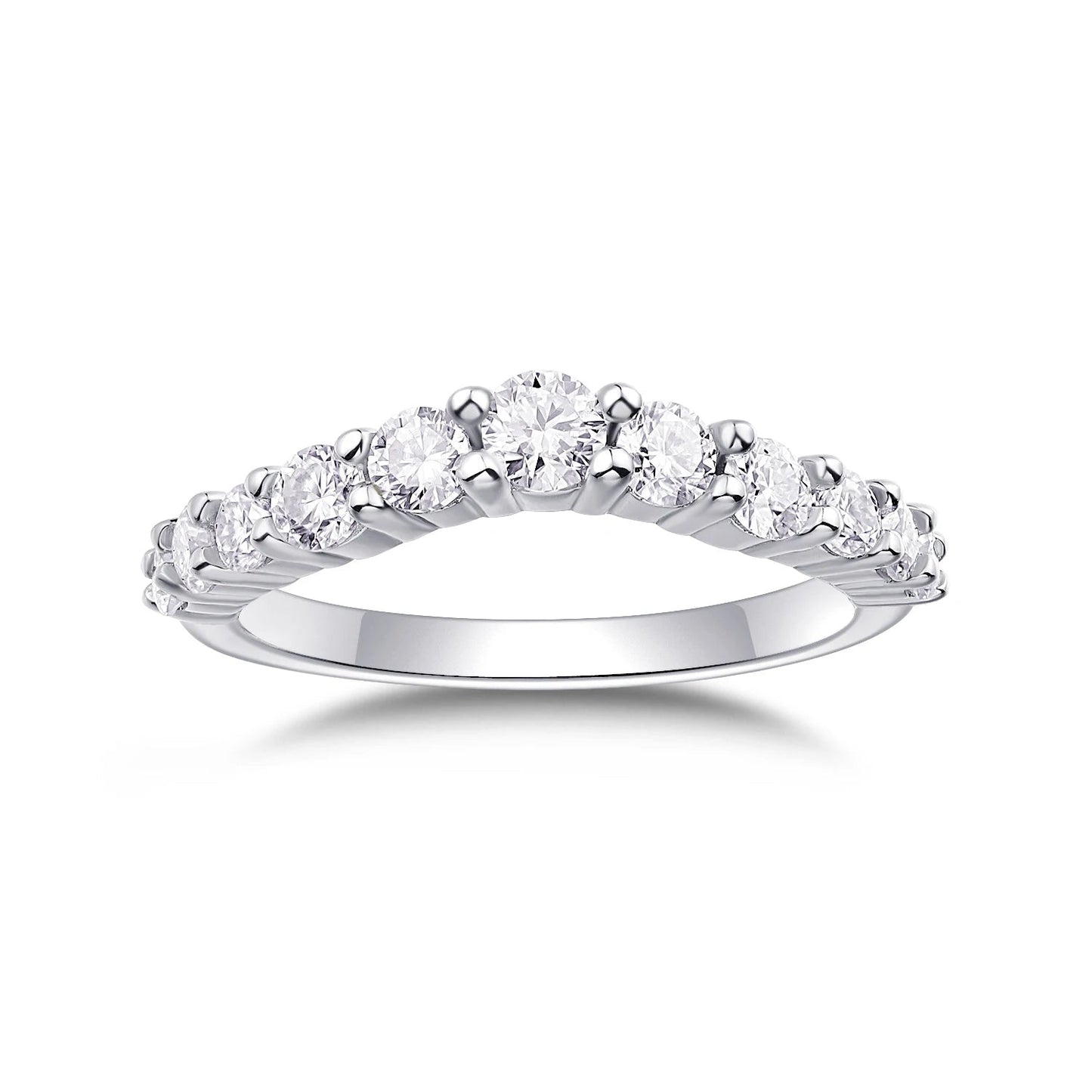 Trendy 925 Sterling Silver Wedding Ring Round Brilliant Cut Moissanite Eternity Engagement Ring ferrersa